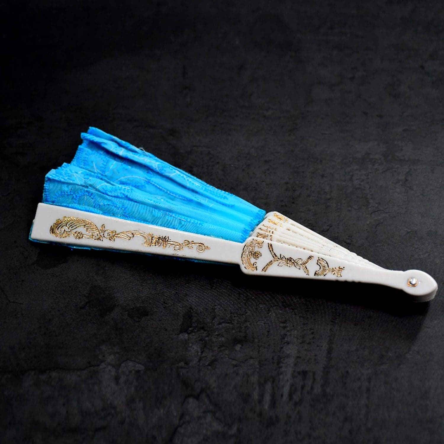 Hand Folding Fan, Chinese Vintage Style Handheld Fan with Fabric Sleeve thumbnail 3