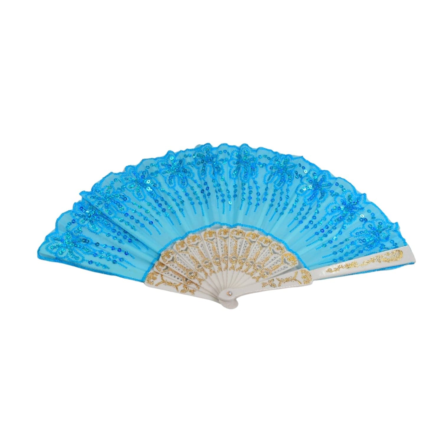 Hand Folding Fan, Chinese Vintage Style Handheld Fan with Fabric Sleeve thumbnail 4