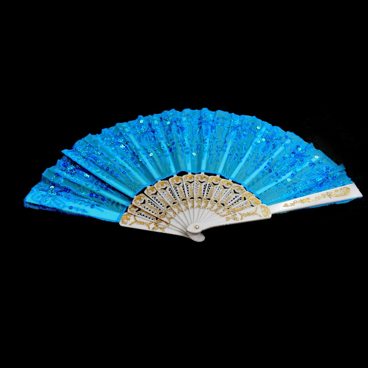Hand Folding Fan, Chinese Vintage Style Handheld Fan with Fabric Sleeve thumbnail 6