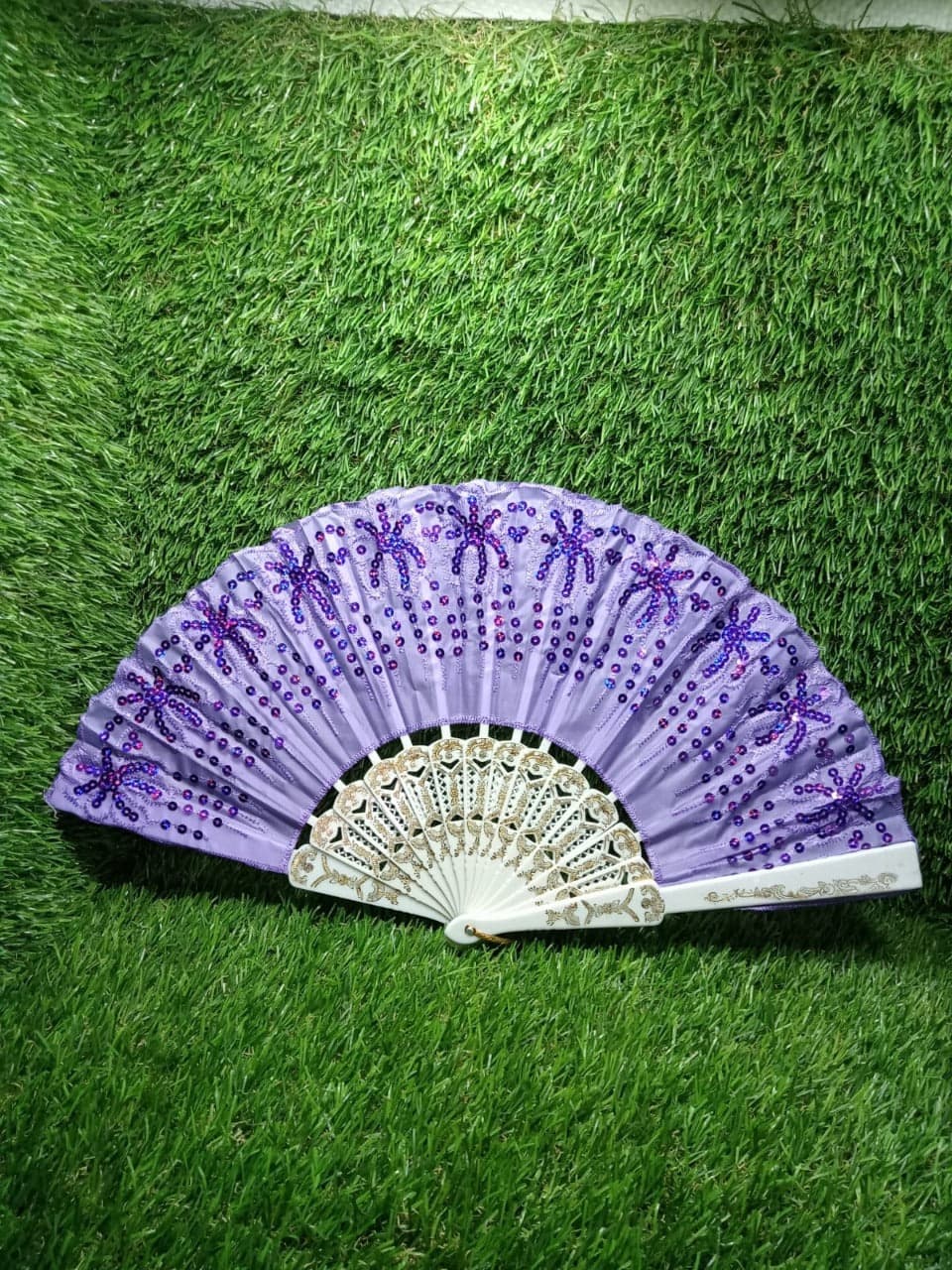 Hand Folding Fan, Chinese Vintage Style Handheld Fan with Fabric Sleeve thumbnail 9