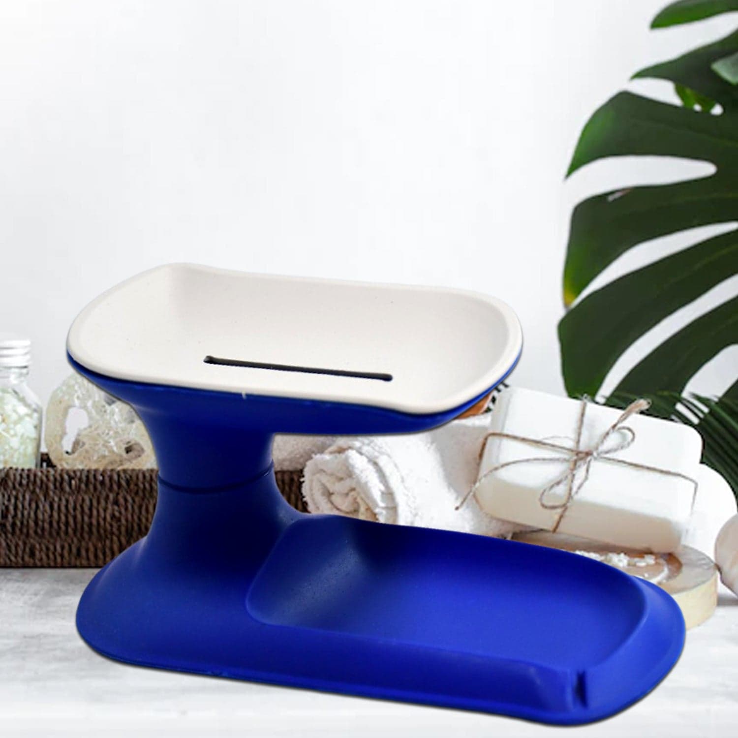 Plastic Double Layer Soap Dish Holder| Decorative Storage Holder Box For Bathroom thumbnail 4