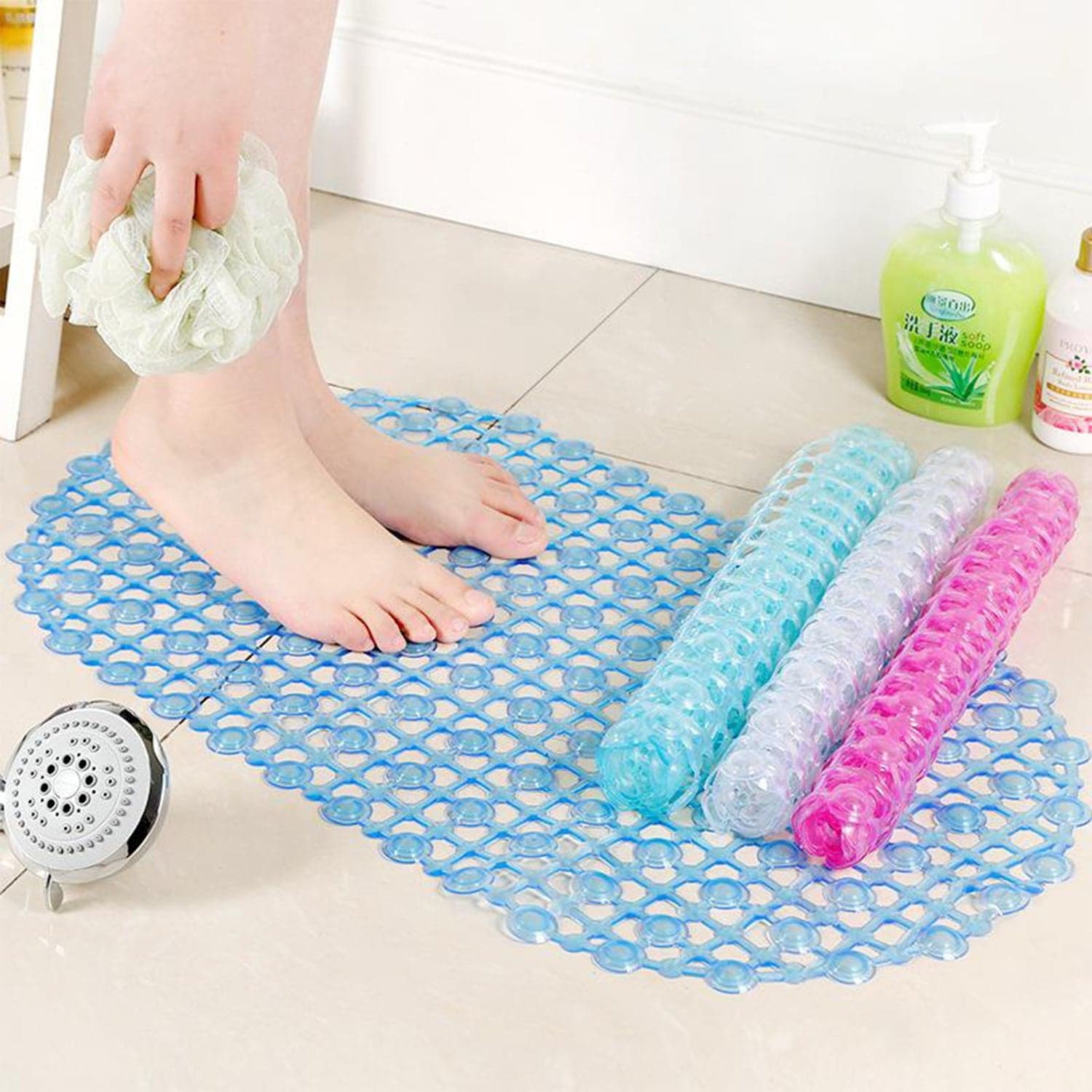 Nonslip Soft Rubber Bath Mat For Bathtub And Shower thumbnail 3