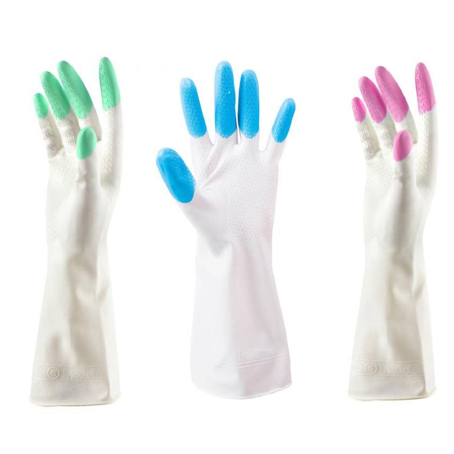 Reusable Rubber Latex PVC Flock lined Elbow Length Hand Gloves cleaning gloves thumbnail 4