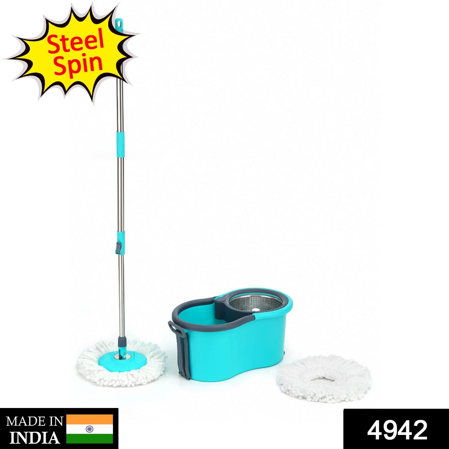 Quick Spin Mop With Steel Spin, Bucket Floor Cleaning, Easy Wheels & Big Bucket, Floor Cleaning Mop With Bucket ID-4942 thumbnail 2