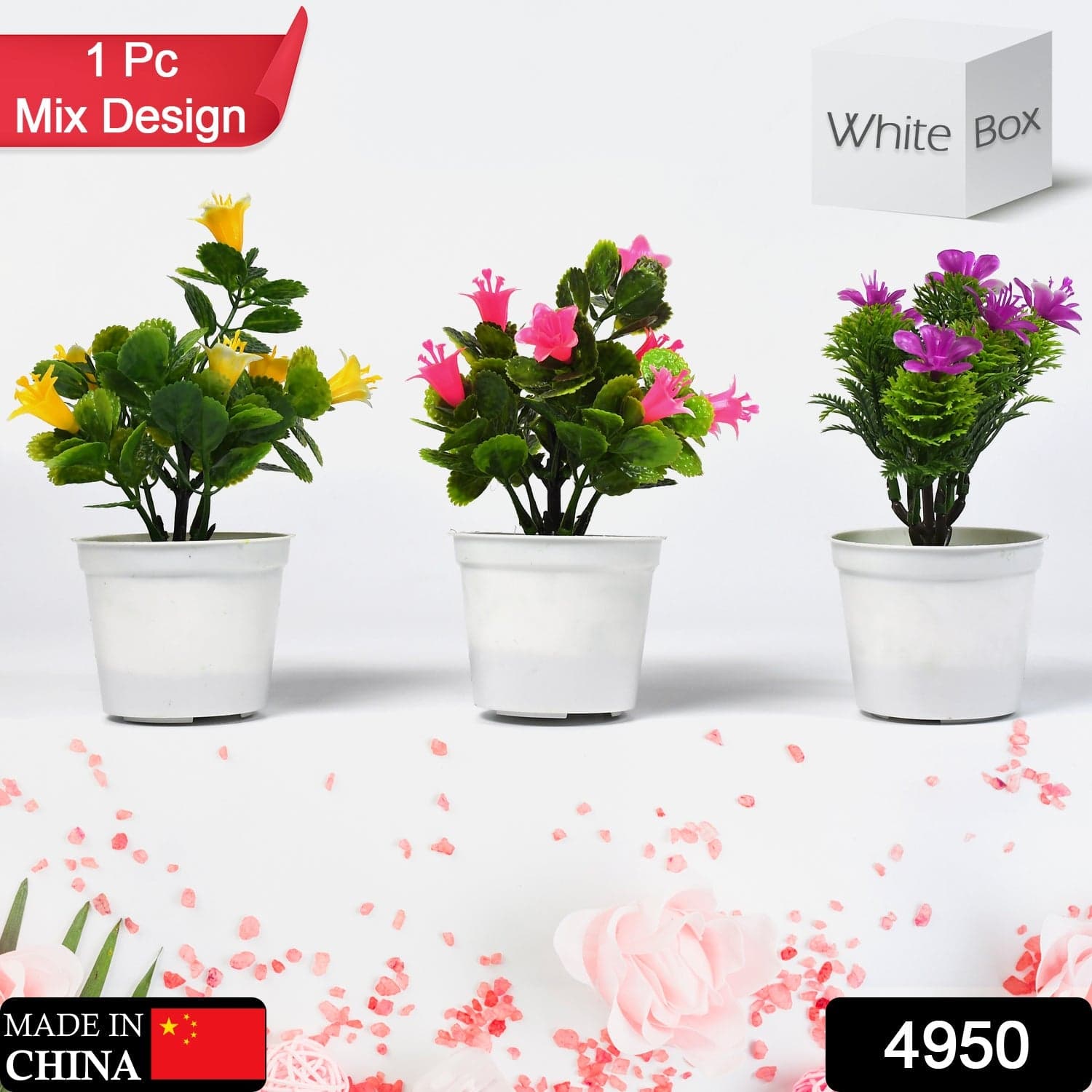 Flower Pot Artificial Decoration Plant | Natural Look & Plastic Material For Home  thumbnail 2