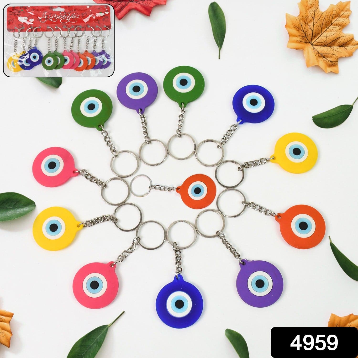 Evil Eye Rubber / Silicone Keychain (12 Pcs Set / Mix Color) thumbnail 2