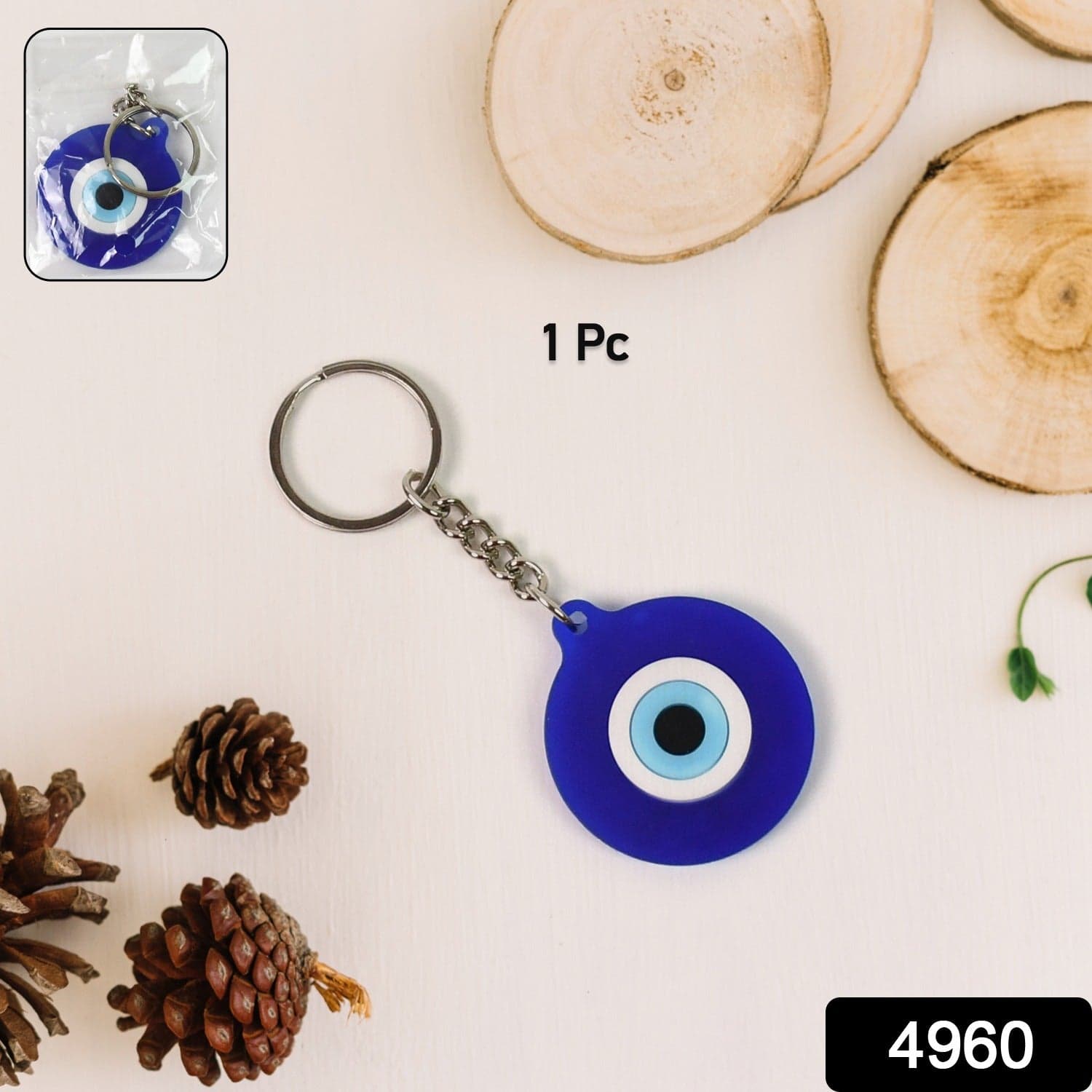 Evil Eye Rubber / Silicone Keychain (1 Pc / Blue Color) thumbnail 2