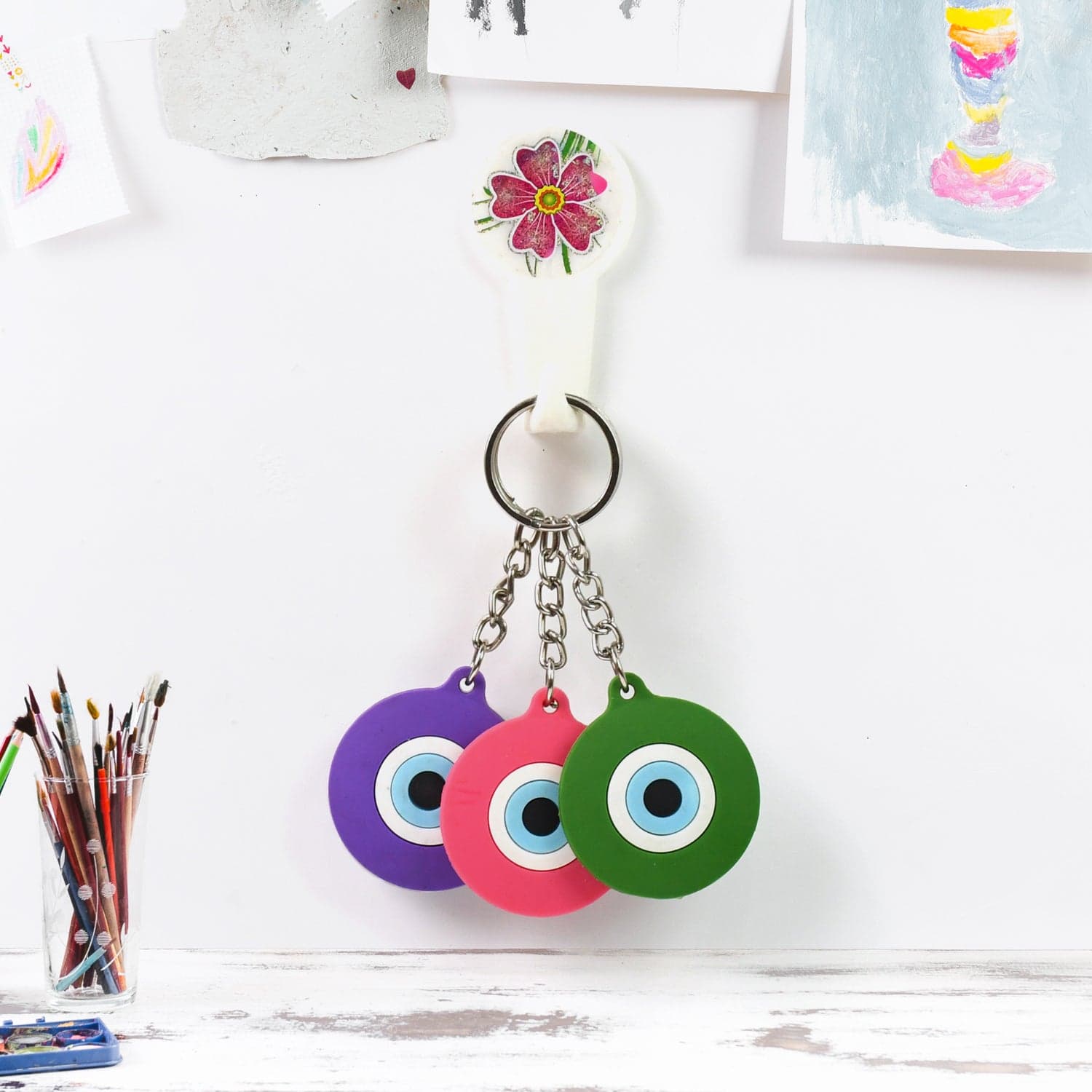 Evil Eye Rubber / Silicone Keychain (1 Pc / Mix Color) thumbnail 4