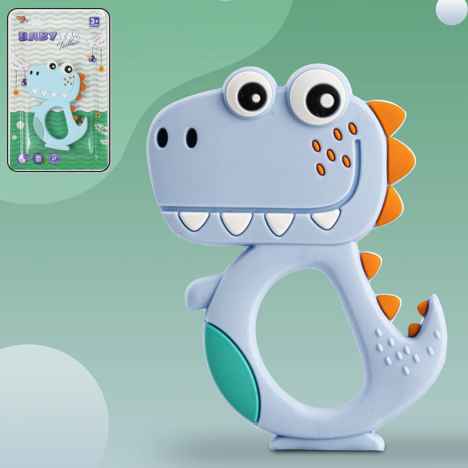 Silicone Dinosaur Teether for Baby (1 Pc / Mix Design & Color) thumbnail 1