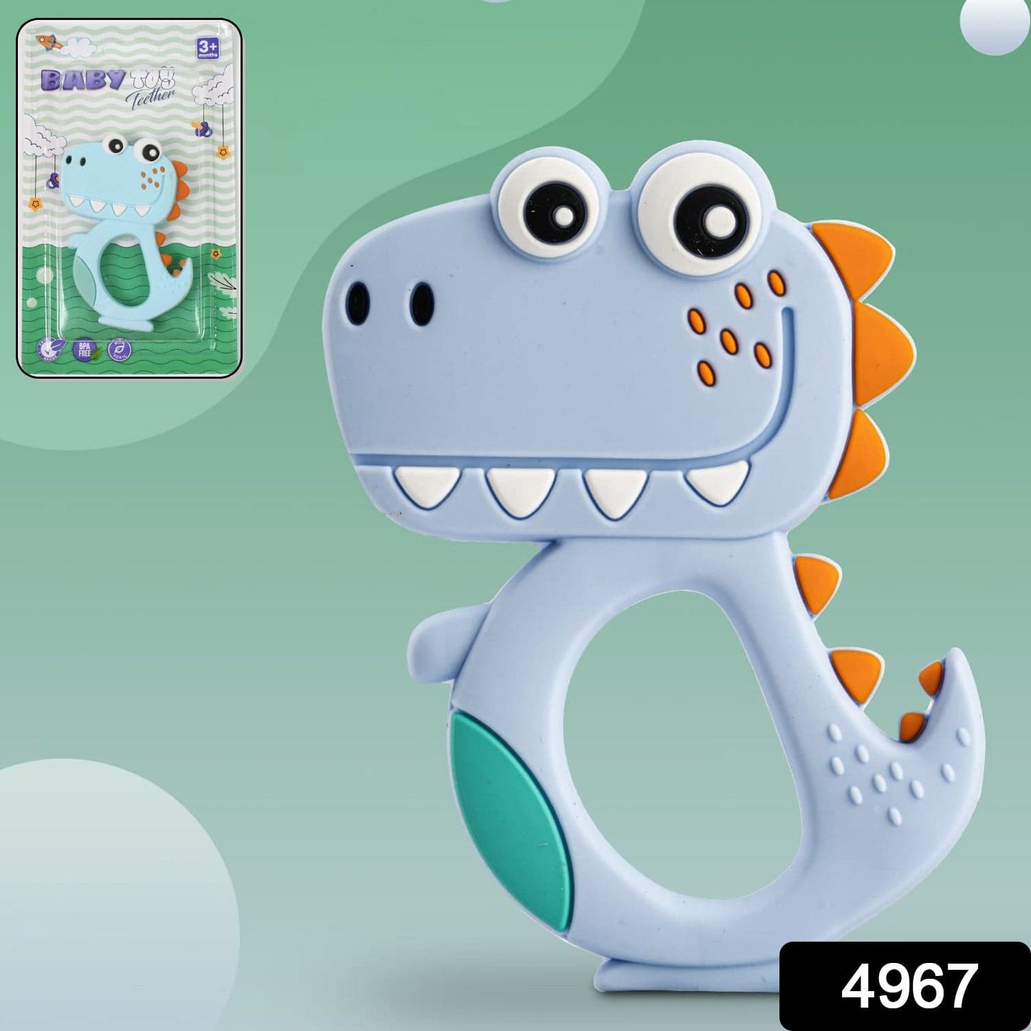 Silicone Dinosaur Teether for Baby (1 Pc / Mix Design & Color) thumbnail 2