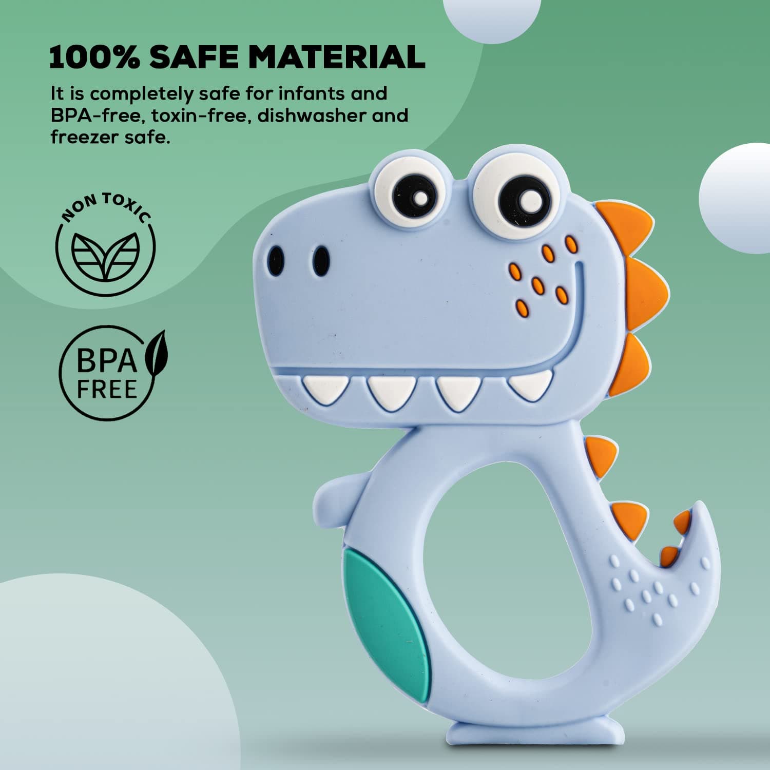 Silicone Dinosaur Teether for Baby (1 Pc / Mix Design & Color) thumbnail 3