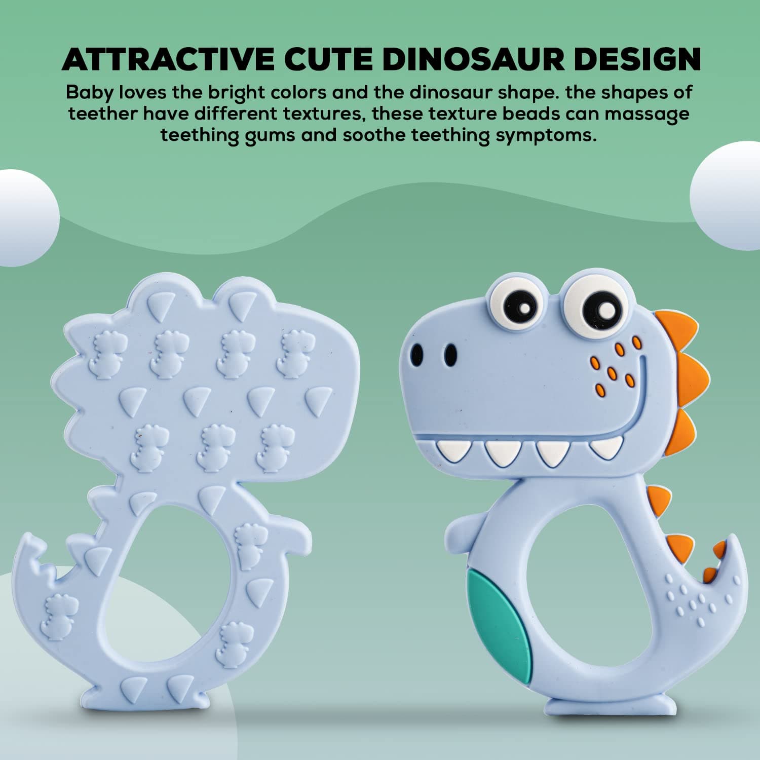 Silicone Dinosaur Teether for Baby (1 Pc / Mix Design & Color) thumbnail 7