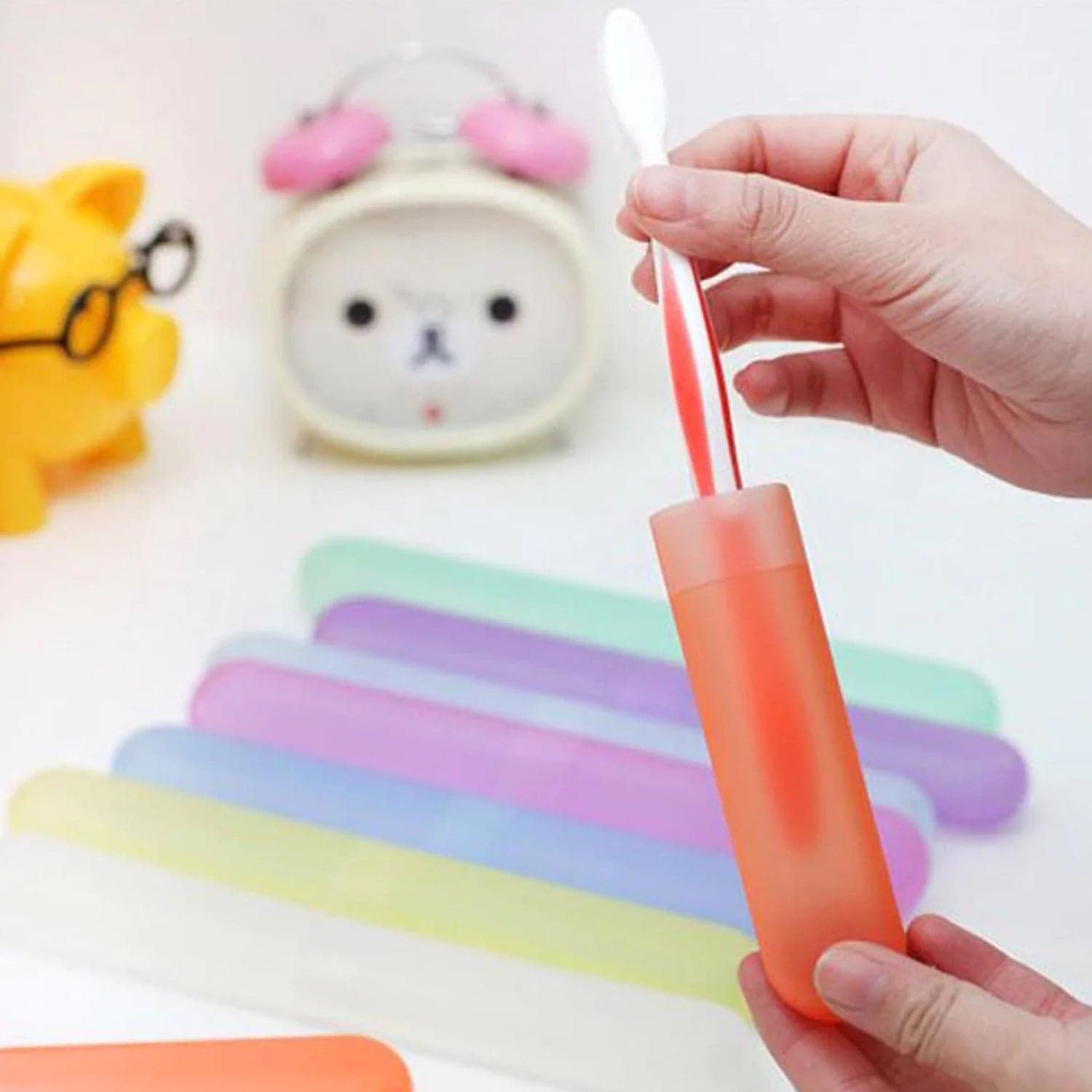 Plastic Toothbrush Covers - 6pc Anti-Bacterial Travel Protectors for Oral Care thumbnail 4