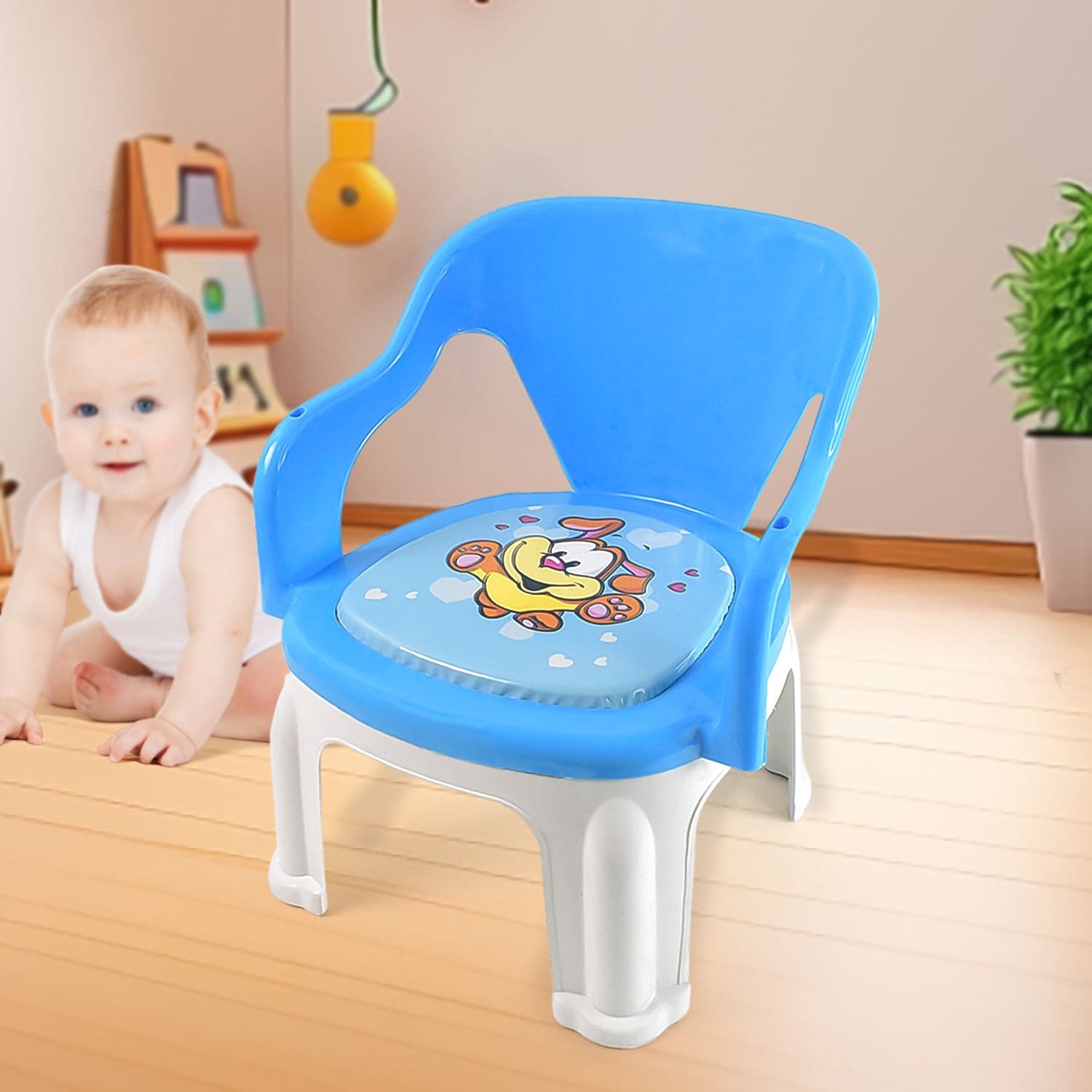 Plastic Multipurpose Strong and Durable Baby Chair with Cushion Base (1 Pc) thumbnail 1