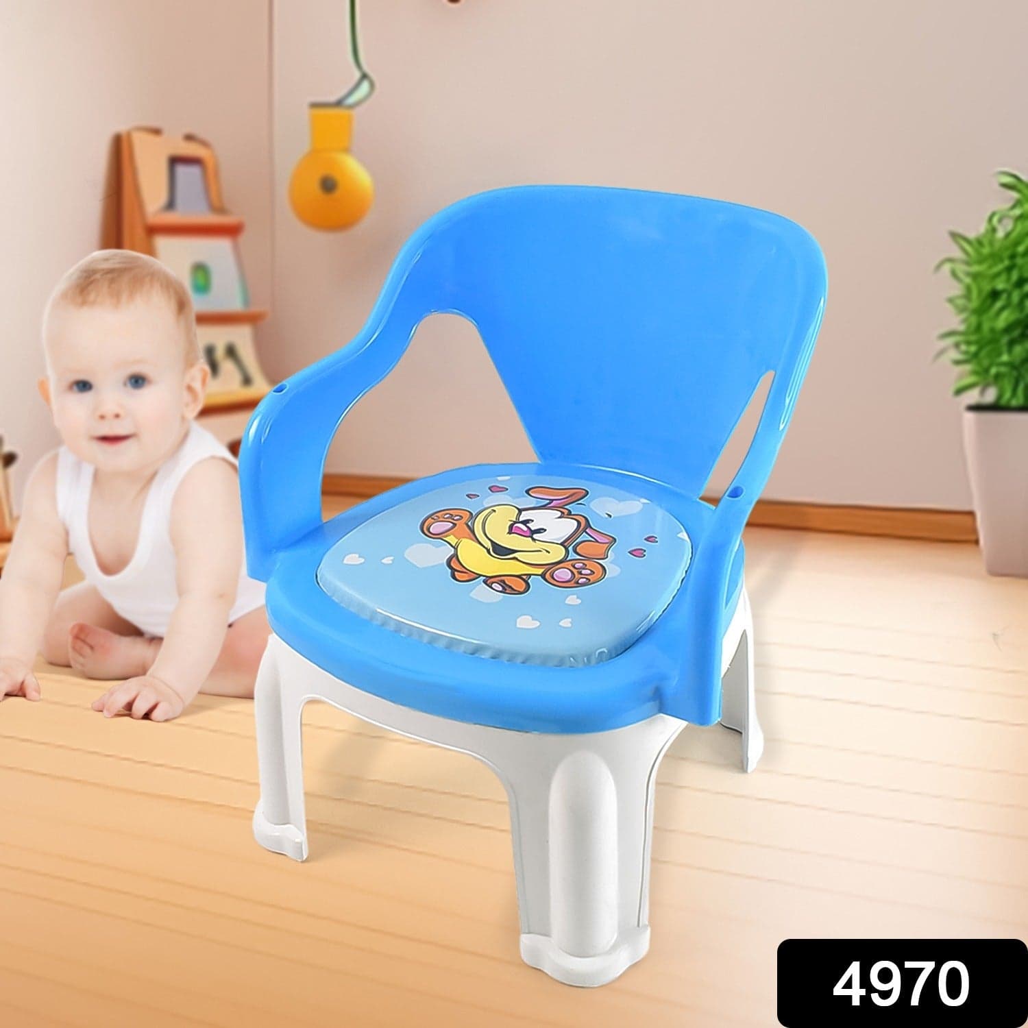 Plastic Multipurpose Strong and Durable Baby Chair with Cushion Base (1 Pc) thumbnail 2
