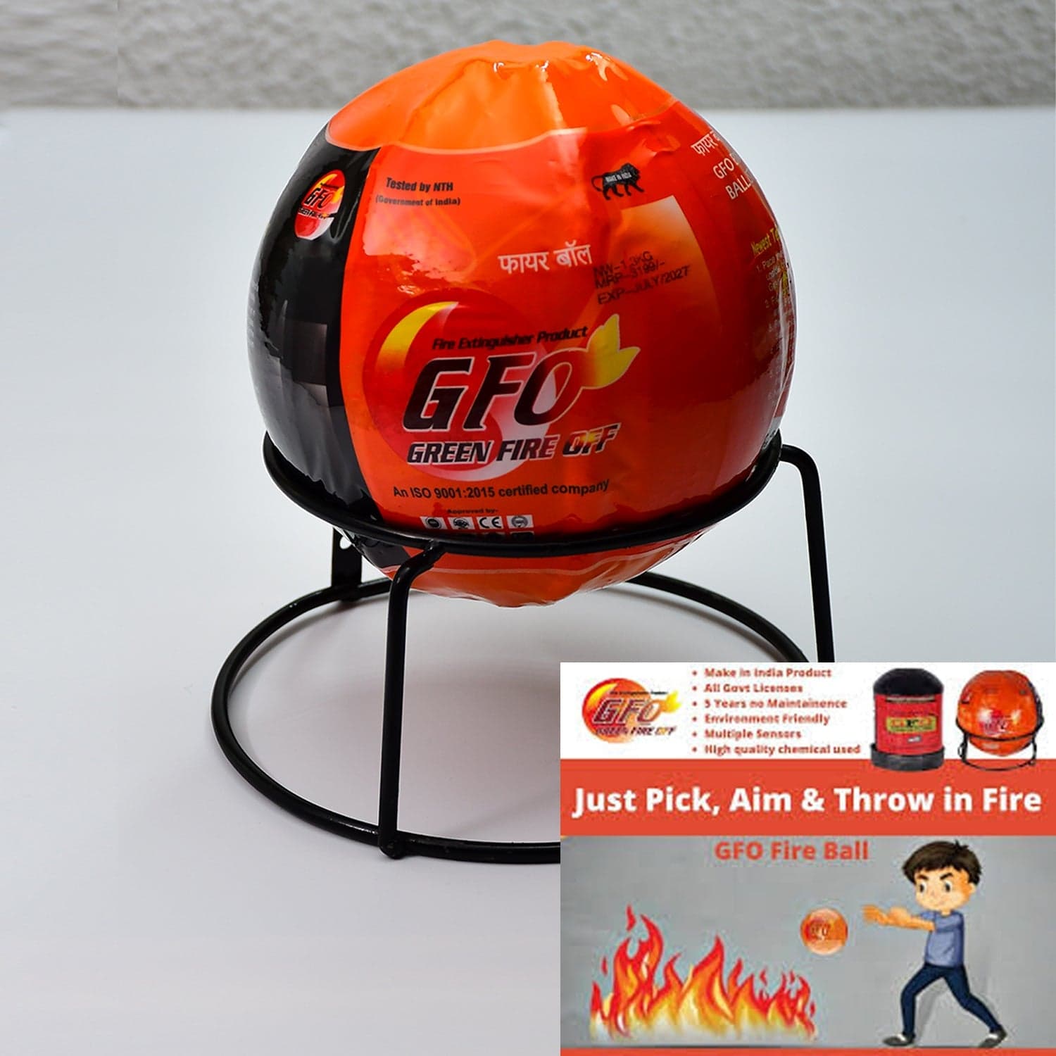 GFO (Green Fire Ball) Automatic Fire Safety Ball for Office School Warehouse Home | FIRE Extinguisher Ball. thumbnail 5