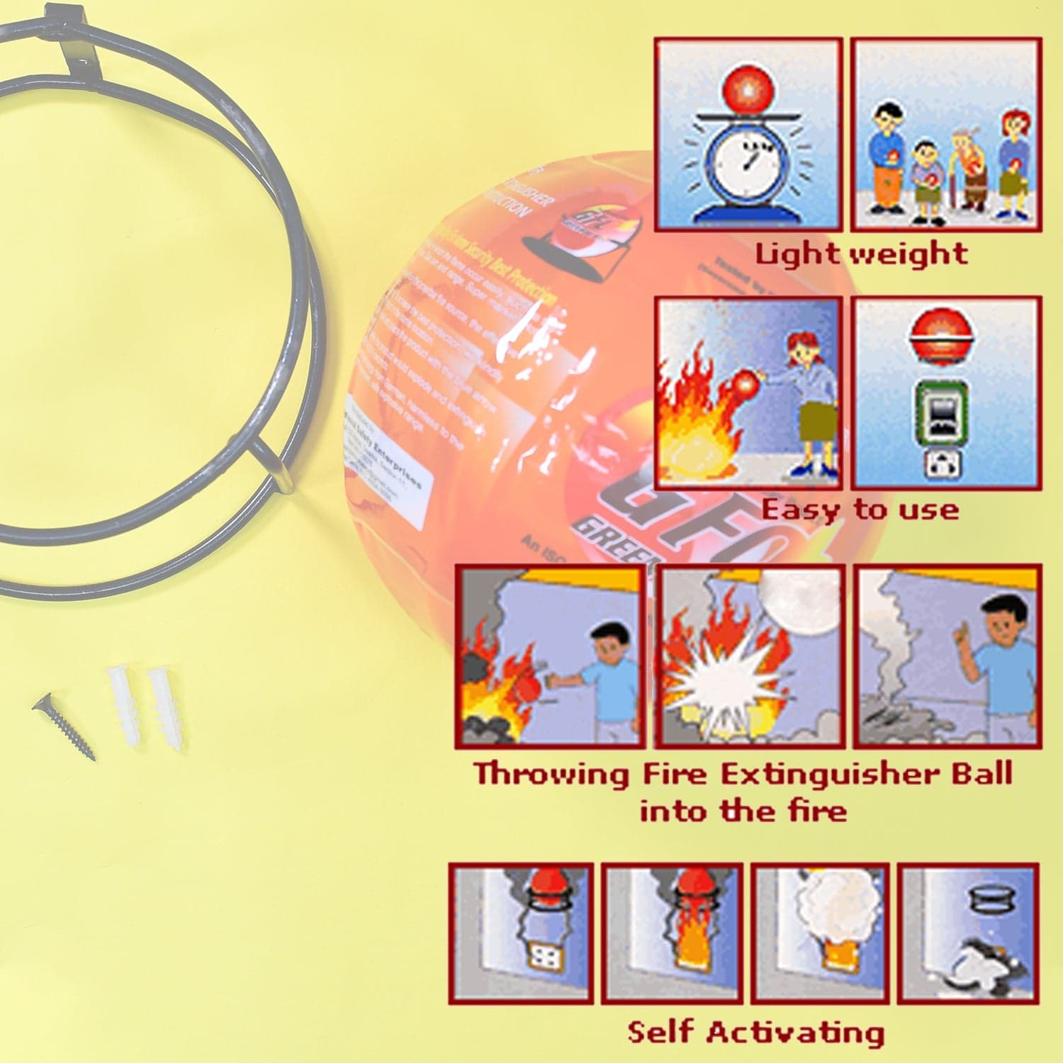 GFO (Green Fire Ball) Automatic Fire Safety Ball for Office School Warehouse Home | FIRE Extinguisher Ball. thumbnail 7