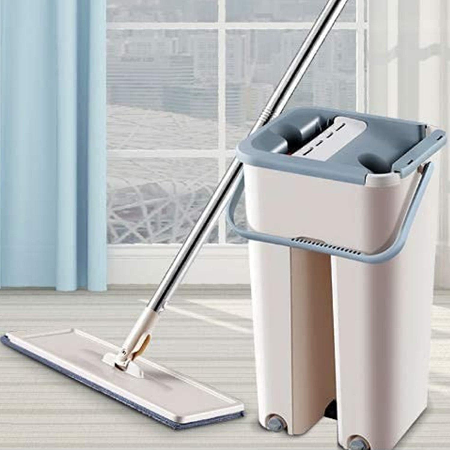 Scratch Cleaning MOP with 2 in 1 SELF Clean WASH Dry Hands Free Flat Mop thumbnail 1