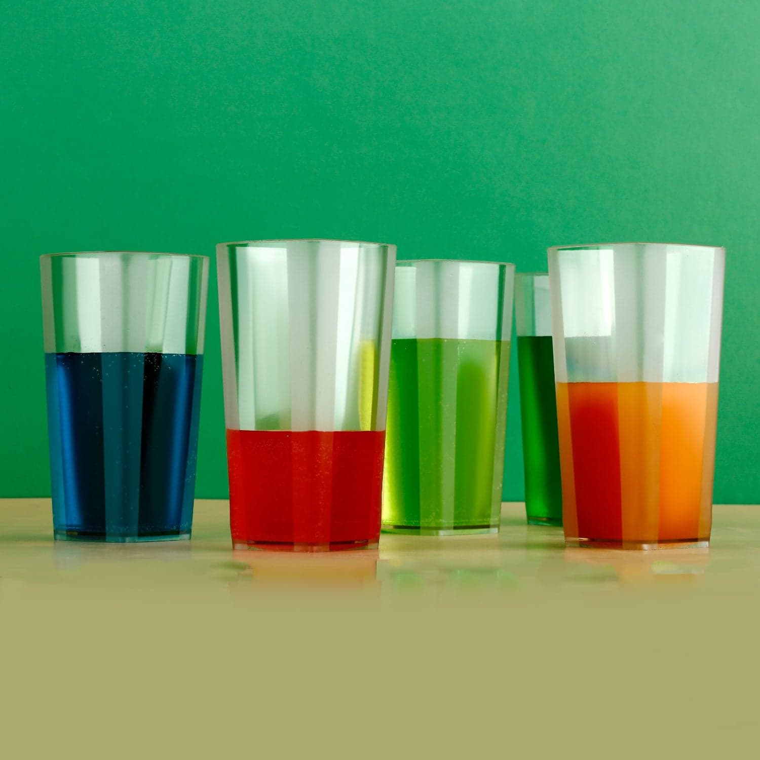 Unbreakable Stylish Transparent Square Design Water / Juice / Beer / Wine Tumbler Plastic Glass Set ( 300 Ml ID-4973 thumbnail 3