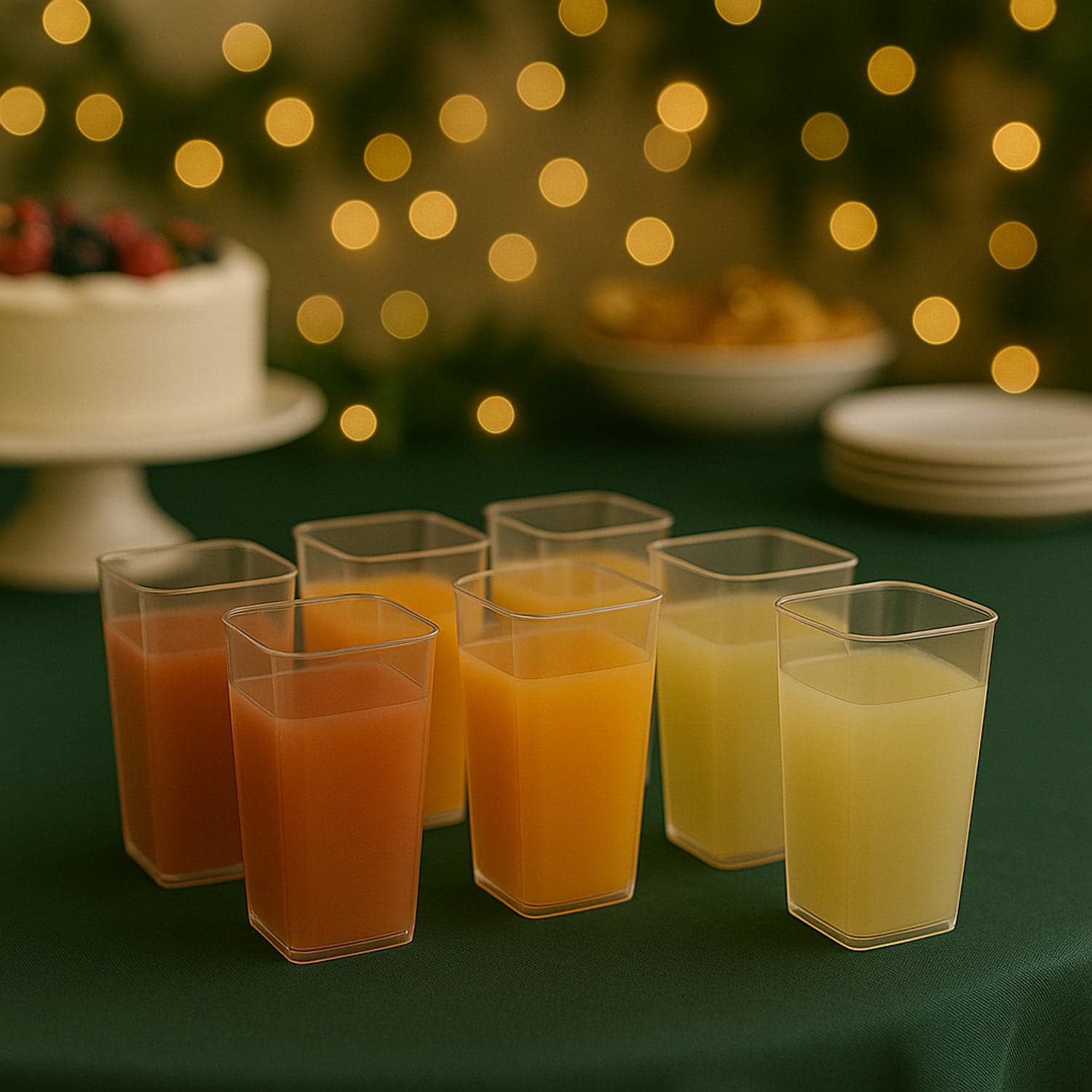 Unbreakable Stylish Transparent Square Design Water / Juice / Beer / Wine Tumbler Plastic Glass Set ( 300 Ml ID-4973 thumbnail 6
