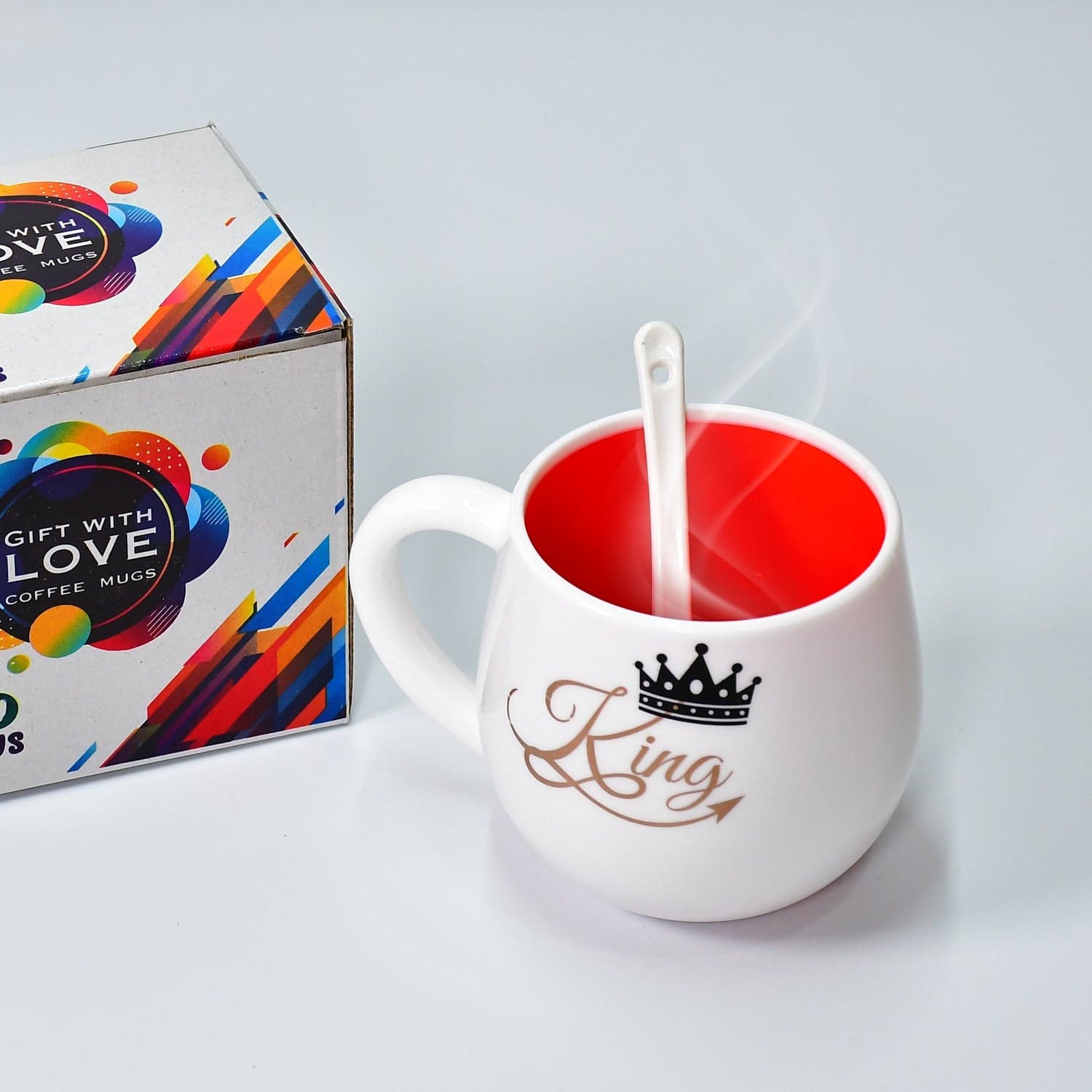 Multi design coffee Mug With Spoon and box packing. Ceramic Mugs to Gift your Best Friend Tea Mugs Coffee Mugs Microwave Safe (1 Pc / Mix Color) thumbnail 6