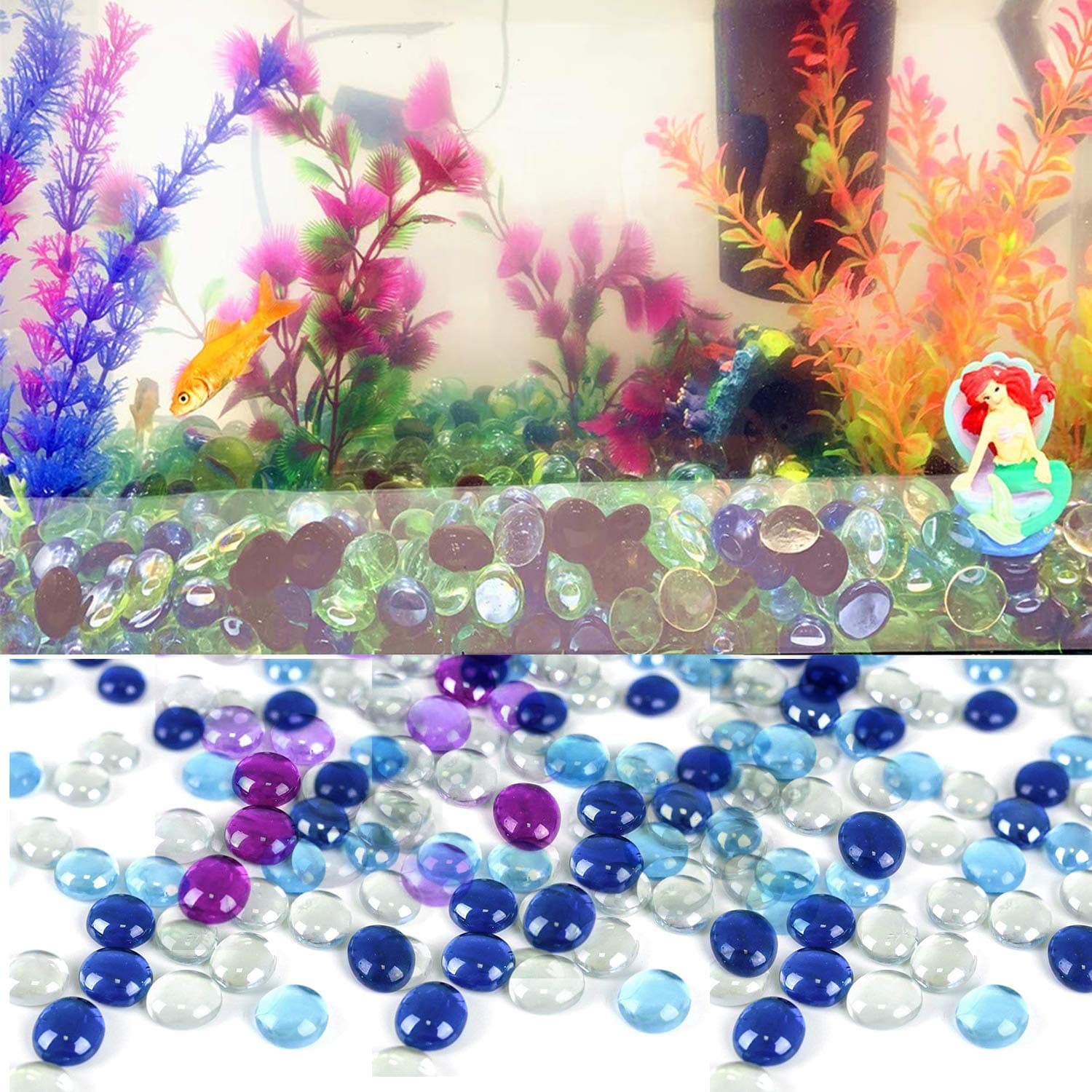 Glass Gem Stone, Flat Round Marbles Pebbles For Vase Fillers, Attractive Pebbles For Aquarium Fish Tank ID 4980 thumbnail 4