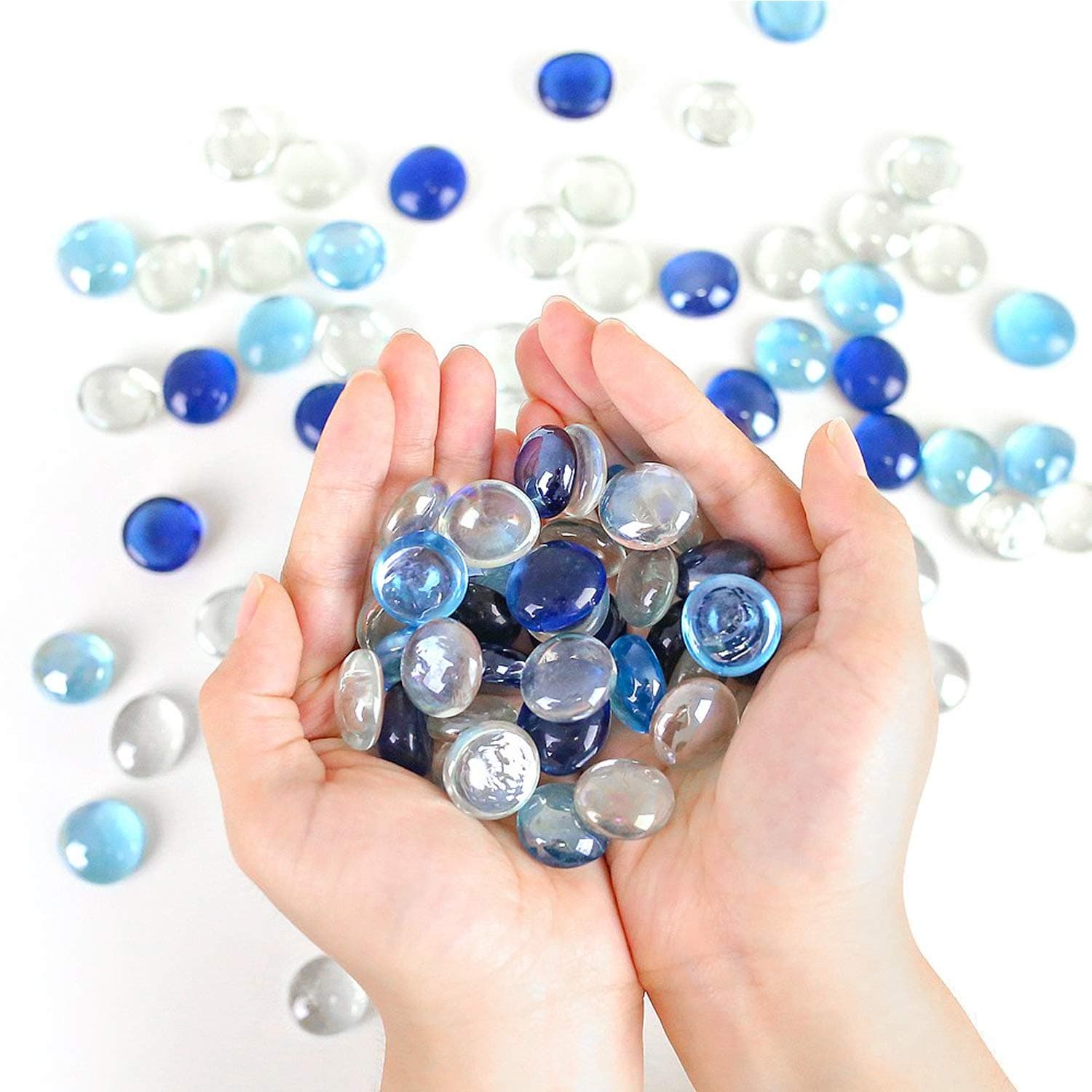 Glass Gem Stone, Flat Round Marbles Pebbles For Vase Fillers, Attractive Pebbles For Aquarium Fish Tank ID 4980 thumbnail 8
