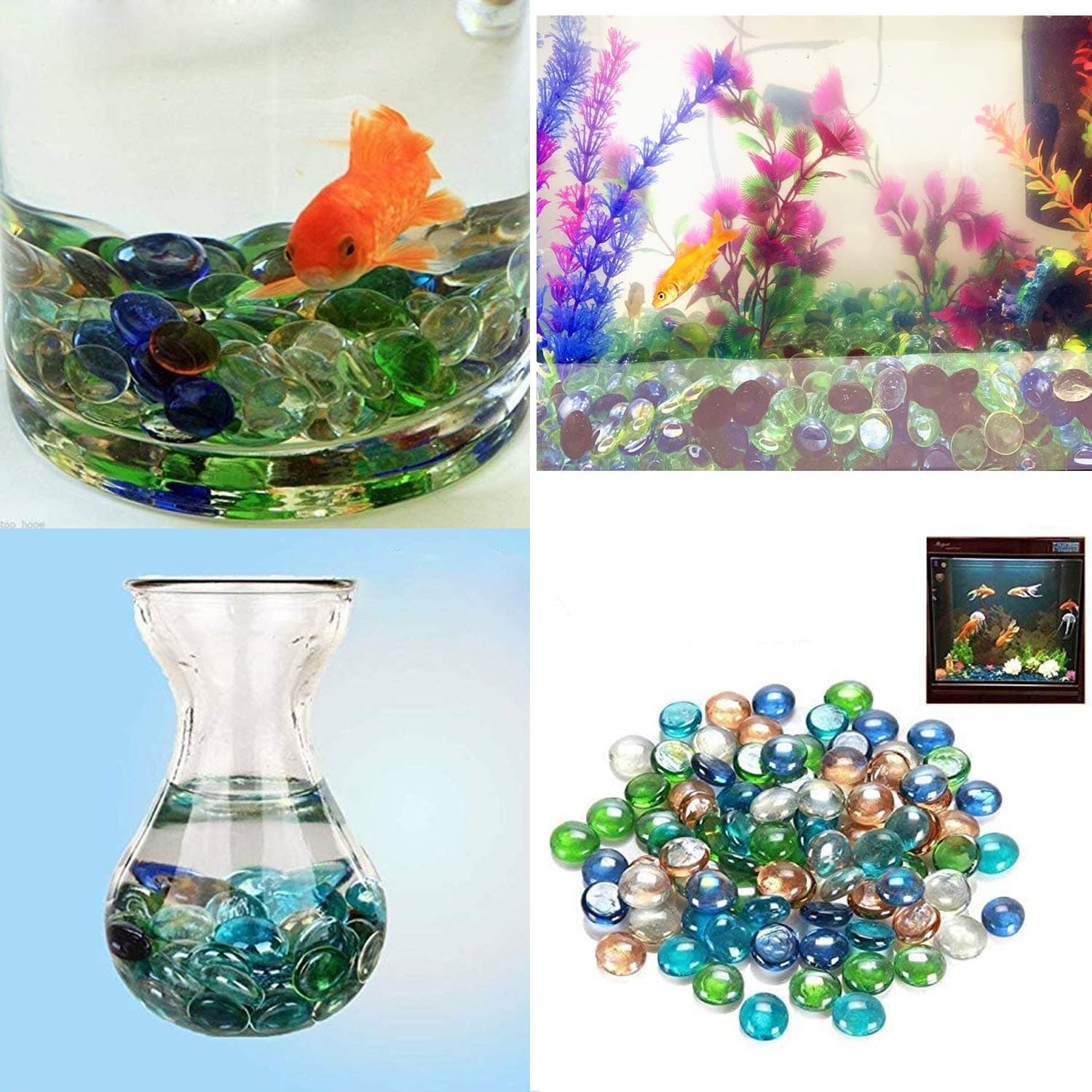 Glass Gem Stone, Flat Round Marbles Pebbles For Vase Fillers, Attractive Pebbles For Aquarium Fish Tank ID 4980 thumbnail 9