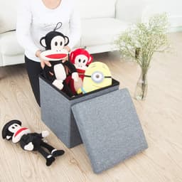 4986 Living Room Cube Shape Sitting Stool With Storage Box. Foldable Storage Bins Multipurpose Clothes