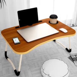 Laptop Table Foldable Portable Notebook Bed Lap Desk Tray Stand Reading Holder With Coffee Cup Slot For Breakfast