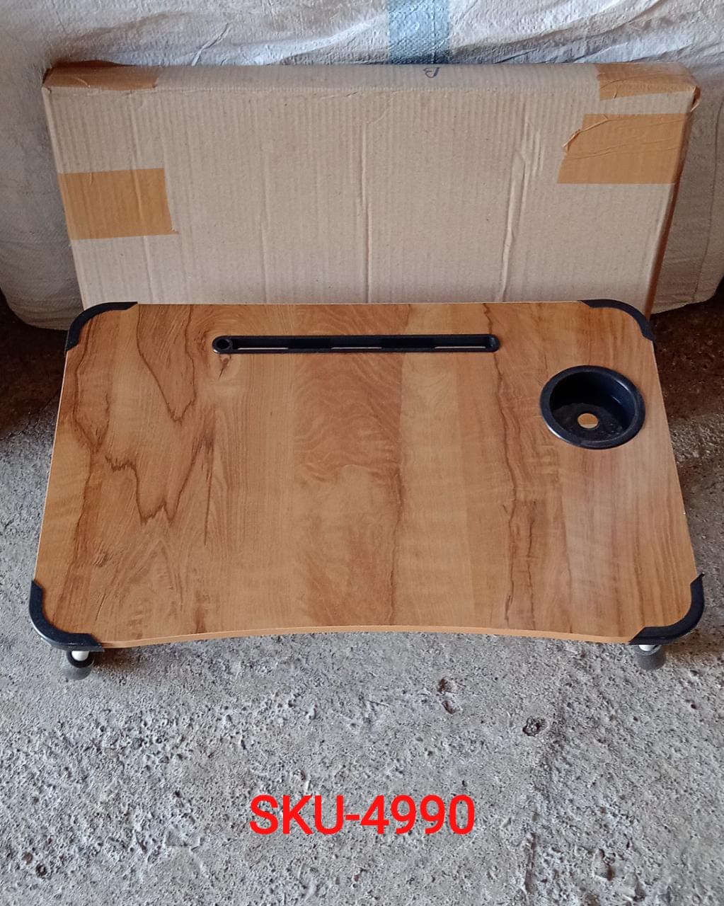 Laptop Table Foldable Portable Notebook Bed Lap Desk Tray Stand Reading Holder With Coffee Cup Slot For Breakfast thumbnail 10