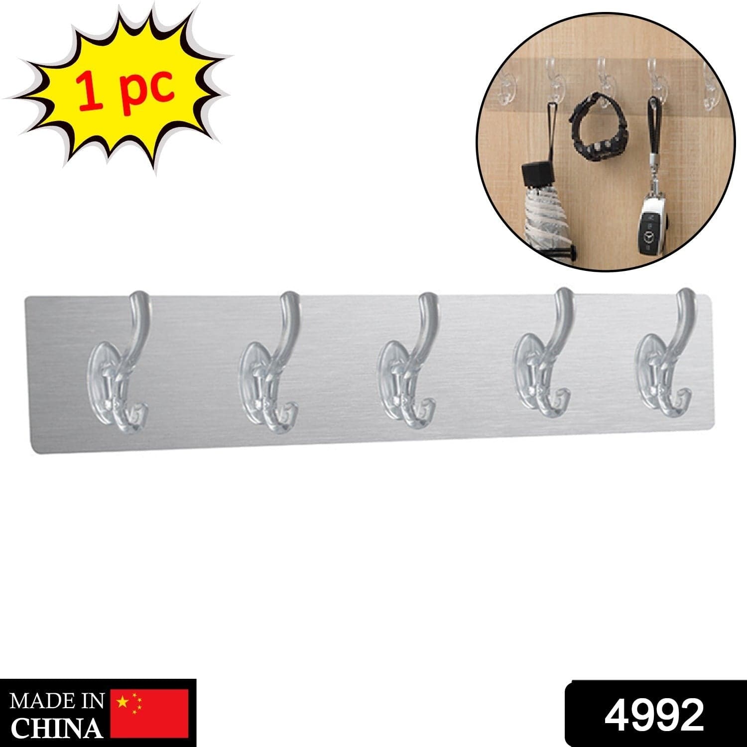 Adhesive Transparent Heavy Duty Wall Hook thumbnail 2