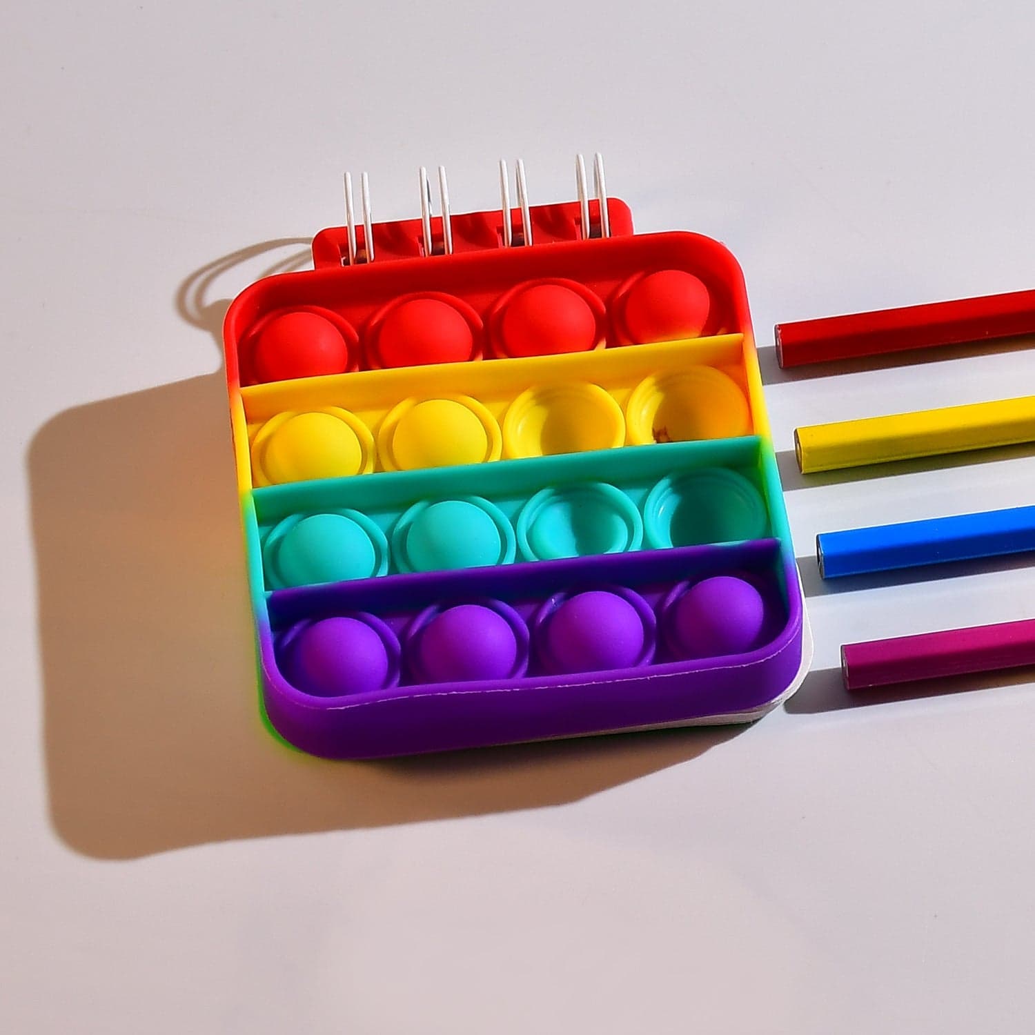 Square it Fidget Spiral Notebook Bubble Push Fidget Silicon Toy Book Stress Relief Anxiety School Stationery Notebook. thumbnail 5