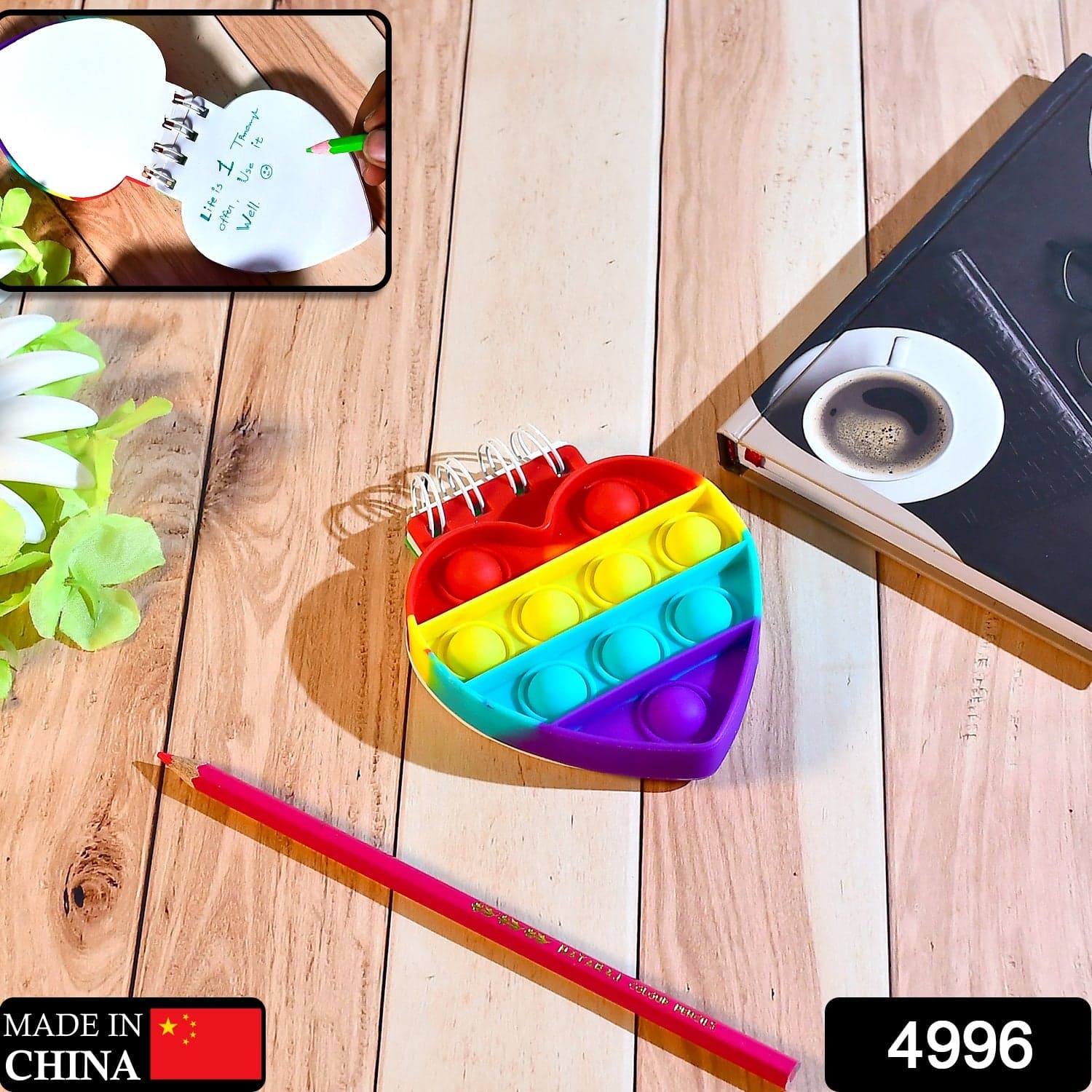 Heart pattern it Fidget Spiral Notebook Bubble Push Fidget Silicon Toy Book Stress Relief Anxiety School Stationery Notebook thumbnail 2