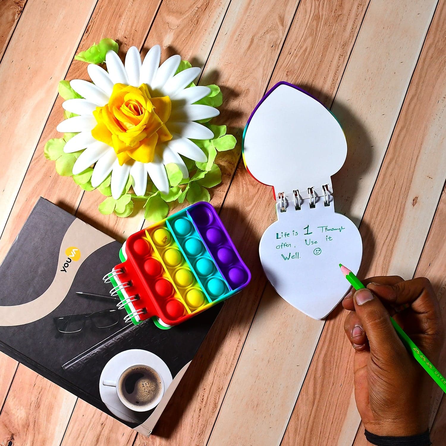 Heart pattern it Fidget Spiral Notebook Bubble Push Fidget Silicon Toy Book Stress Relief Anxiety School Stationery Notebook thumbnail 3