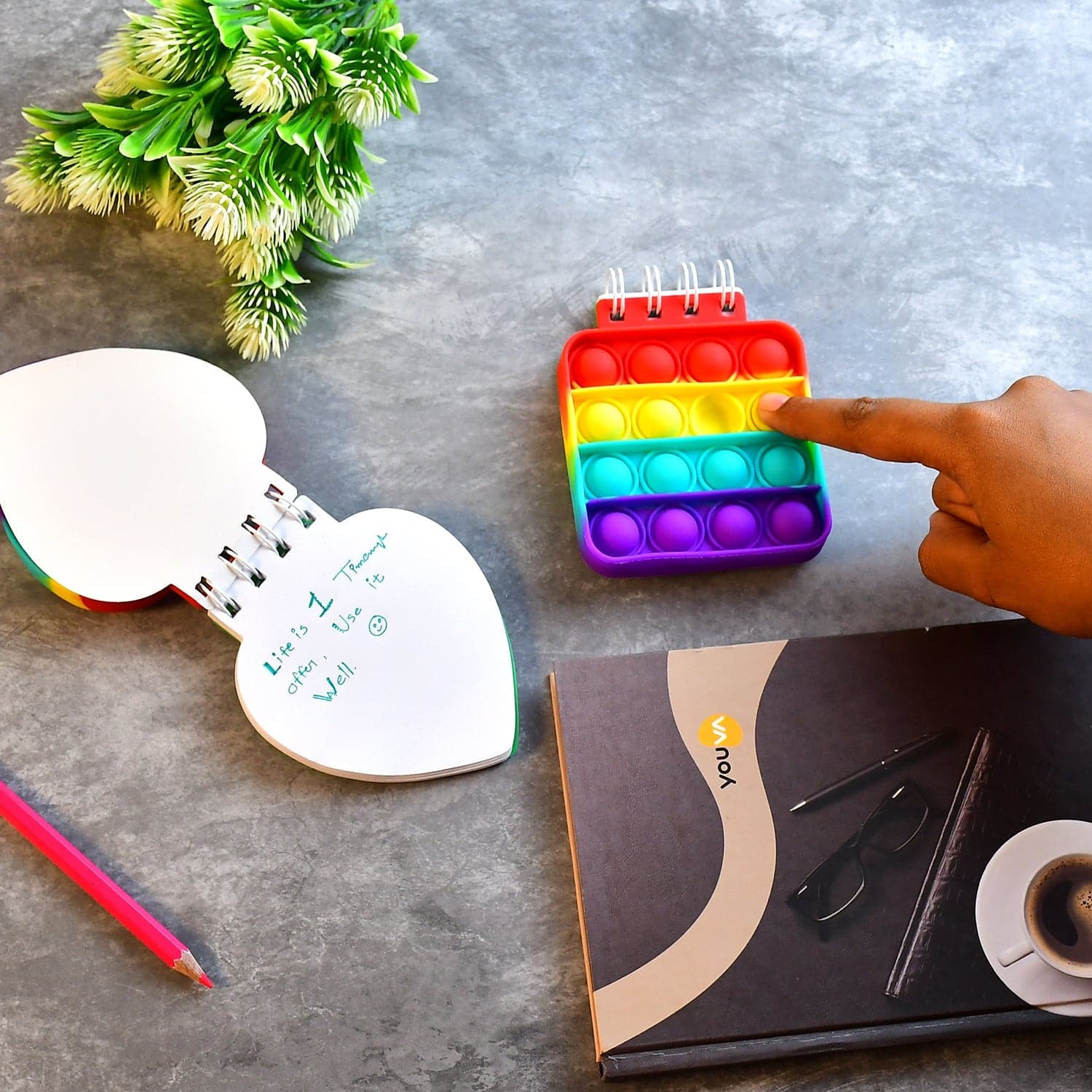 Heart pattern it Fidget Spiral Notebook Bubble Push Fidget Silicon Toy Book Stress Relief Anxiety School Stationery Notebook thumbnail 7