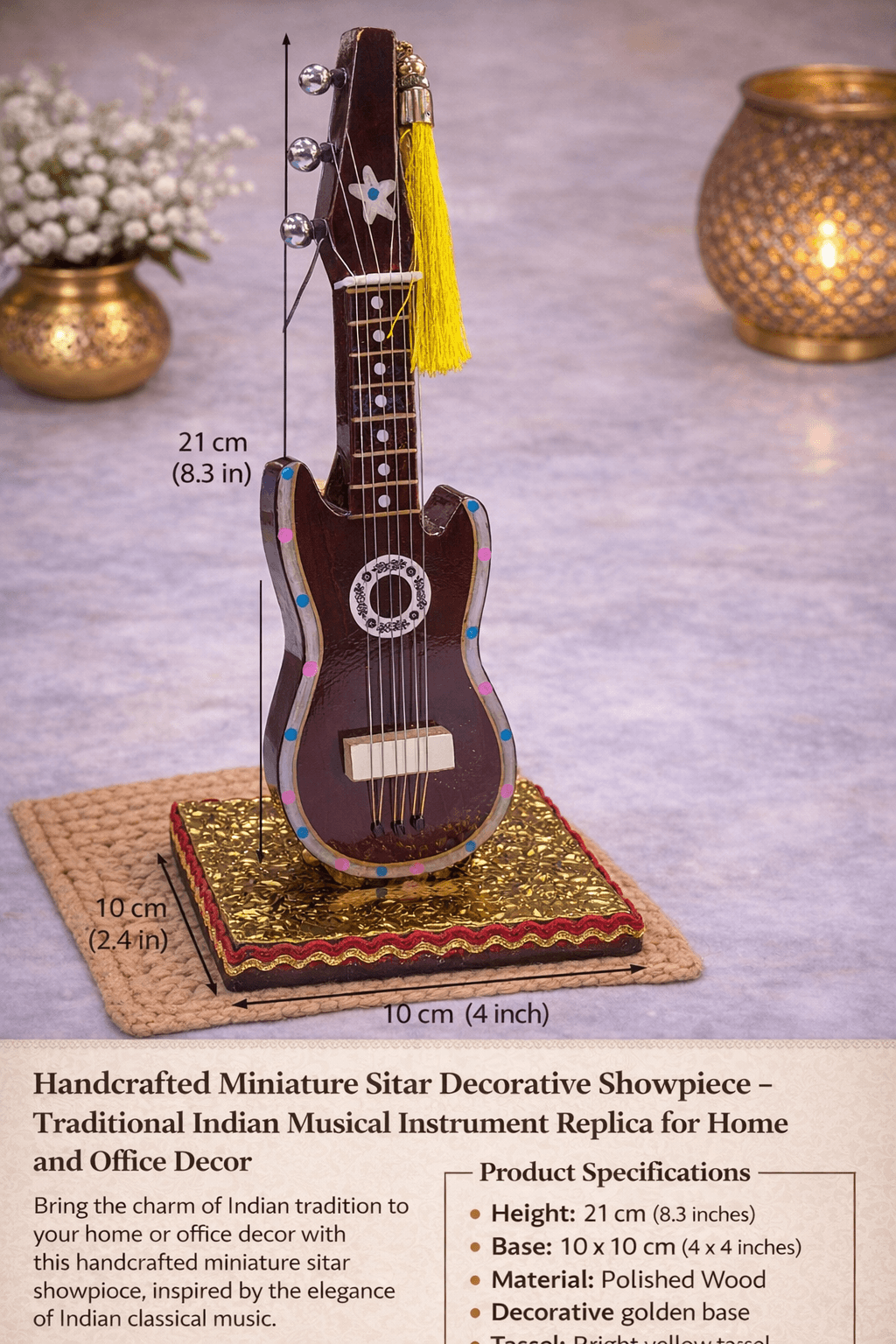 Handcrafted Miniature Guitar Showpiece & Decorative Musical Instrument For Home & Office Decor thumbnail 5