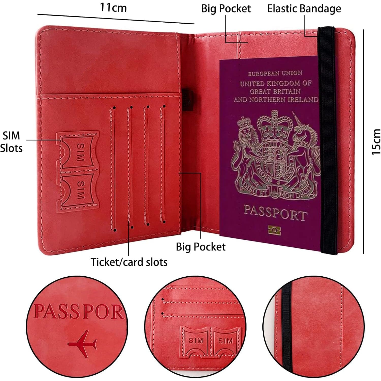 Premium Multifunction Travel Passport Holder Wallet 15X11Cm 1 Pc thumbnail 5