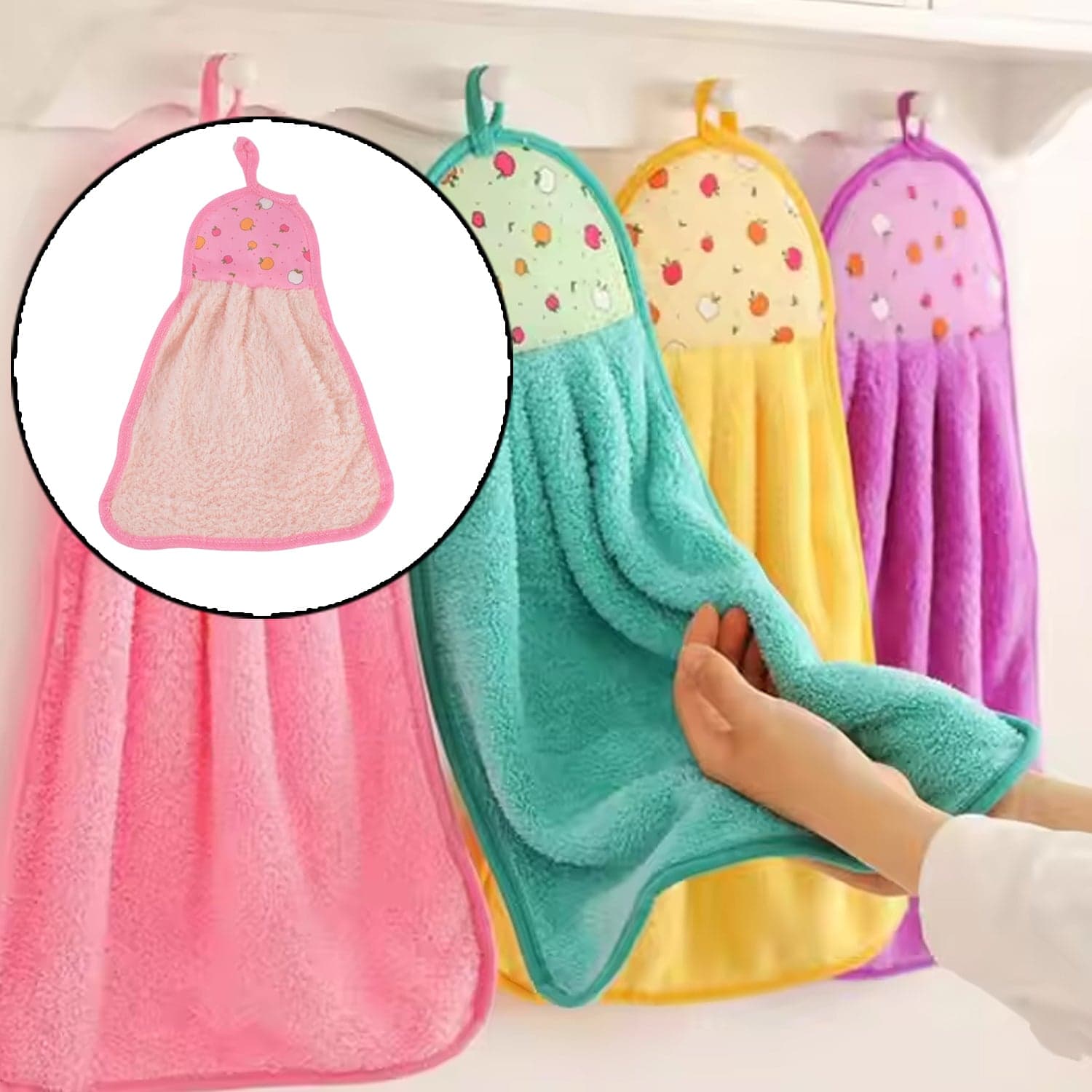 Microfiber Wash Basin Hanging Hand Kitchen Towel Napkin with Loop thumbnail 6