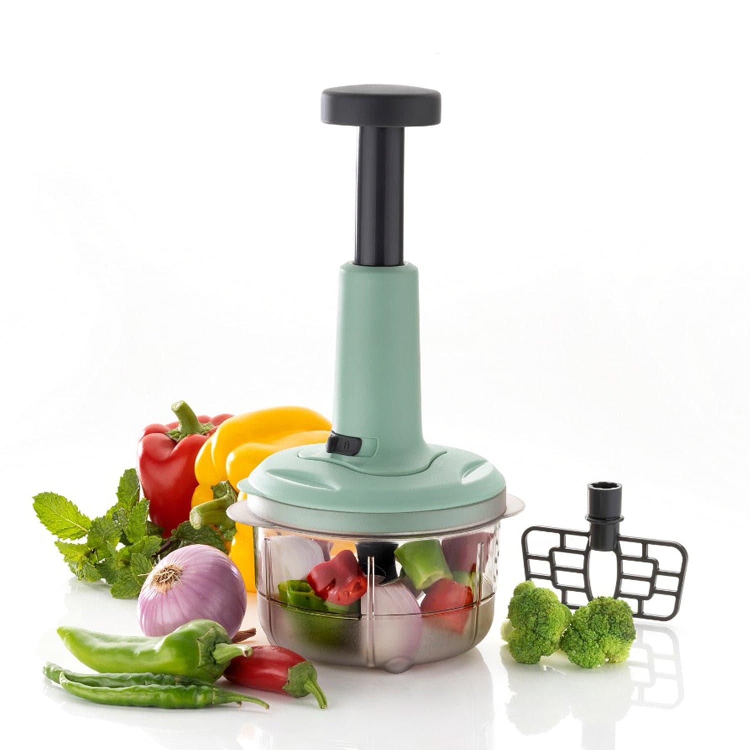2-in-1 Push Chopper 800ml with Stainless Steel Blade for Quick Food Prep thumbnail 1