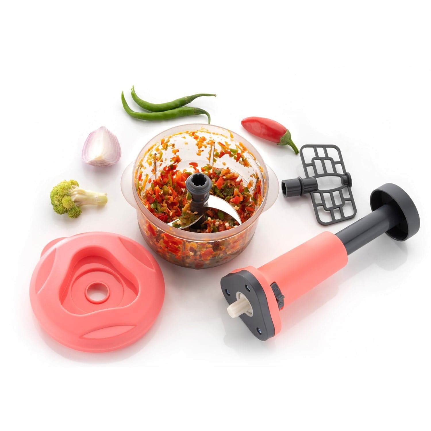 2-in-1 Push Chopper 800ml with Stainless Steel Blade for Quick Food Prep thumbnail 5