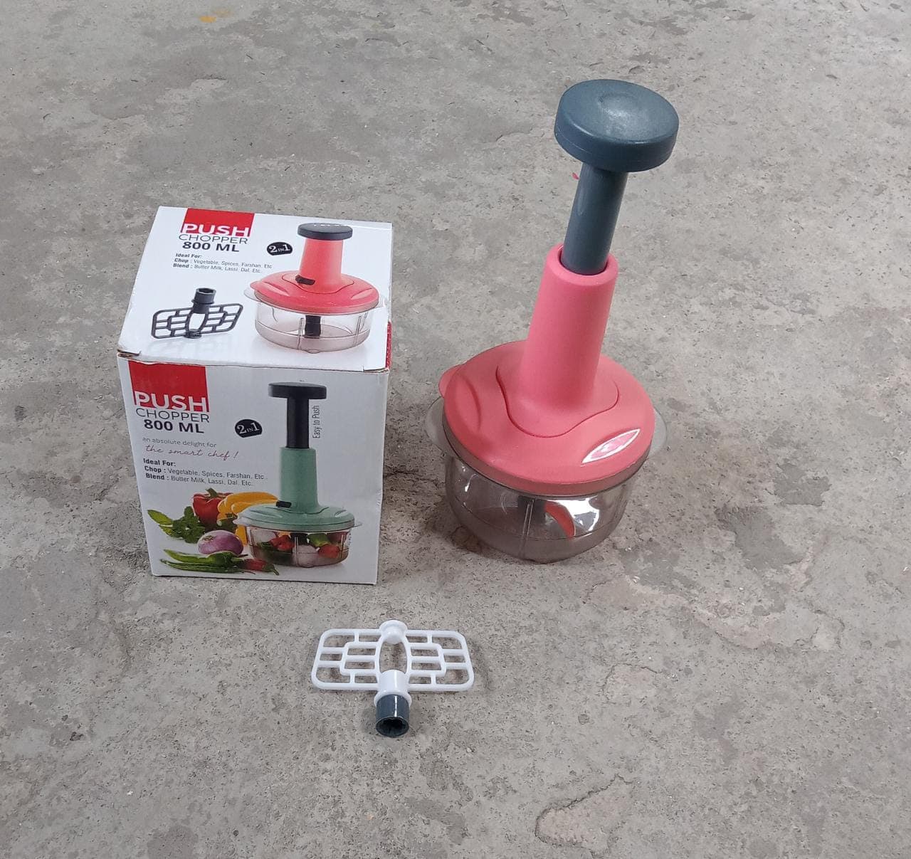2-in-1 Push Chopper 800ml with Stainless Steel Blade for Quick Food Prep thumbnail 7