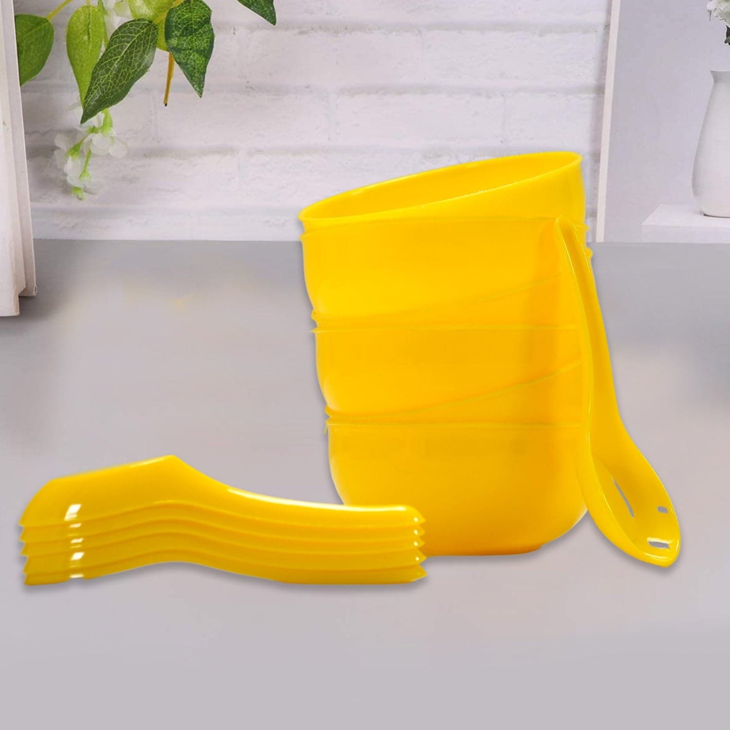 Plastic Soup Bowl & Spoon Set for Kitchen (6-Pcs) thumbnail 7