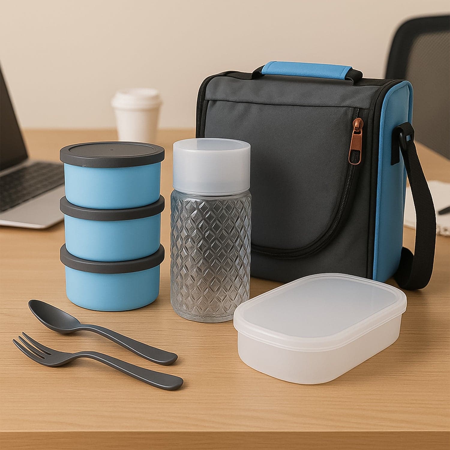 All-in-One Lunch Box with Fabric Bag for Office & School thumbnail 1