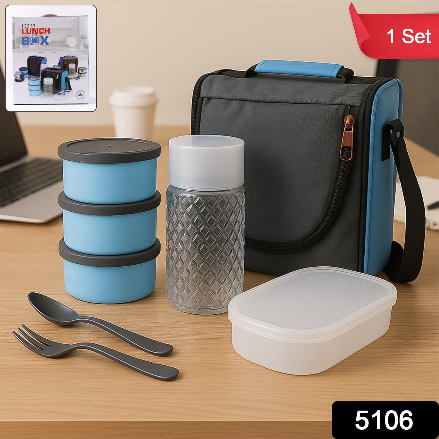 All-in-One Lunch Box with Fabric Bag for Office & School thumbnail 2