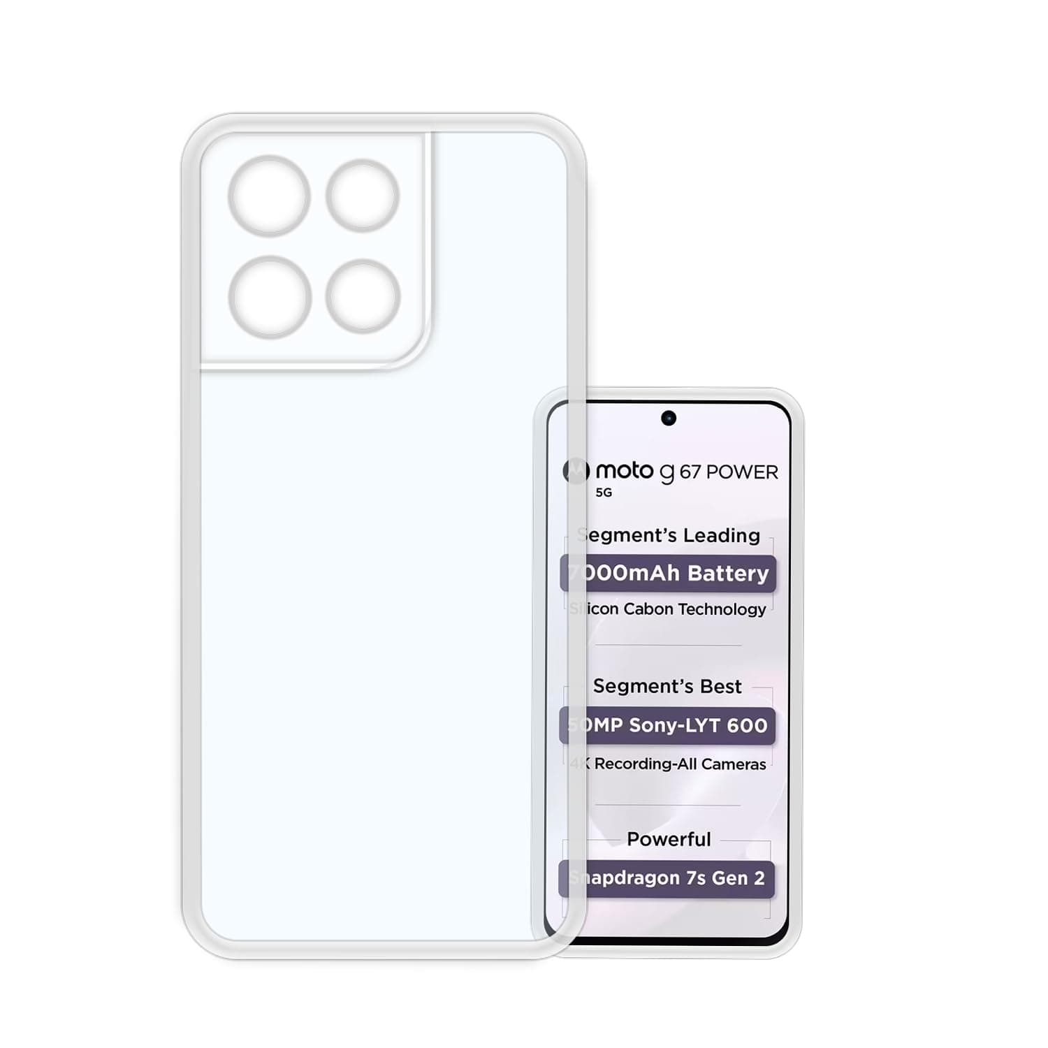 Transparent Back Case Cover For Motorola Moto G67 Power 5G (Soft & Flexible & Camera Protection Back Case) thumbnail 5