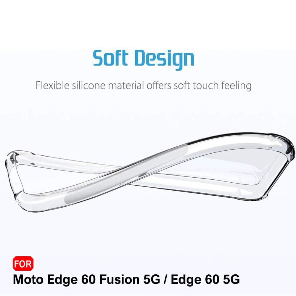 Transparent Crystal Clear Back Cover Case For Motorola Moto Edge 60 Fusion 5G / Edge 60 5G | Shockproof Soft TPU Case | Cushioned Edges For Ultimate Protection Back Case (TPU, Transparent) thumbnail 2