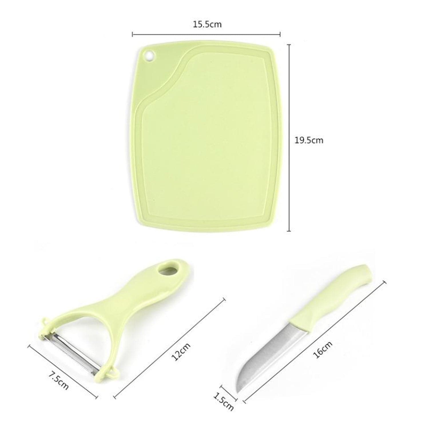 Plastic Kitchen Peeler - Green & Classic Stainless Steel 3-Piece Knife Set Combo thumbnail 6