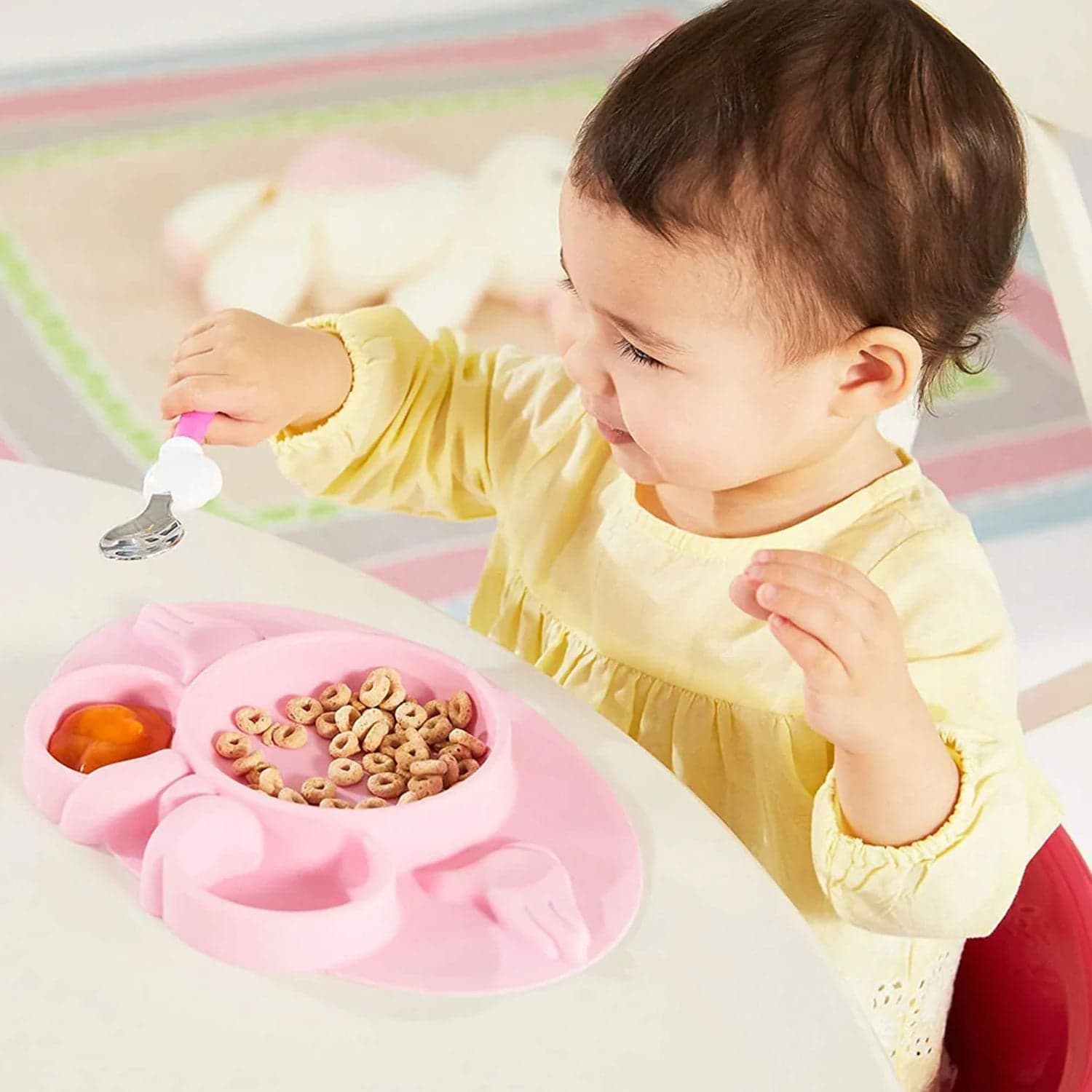 Silicon Micky Plate And 1 Spoon & 1 Fork Card Packing ( 1 Pc Product) thumbnail 5