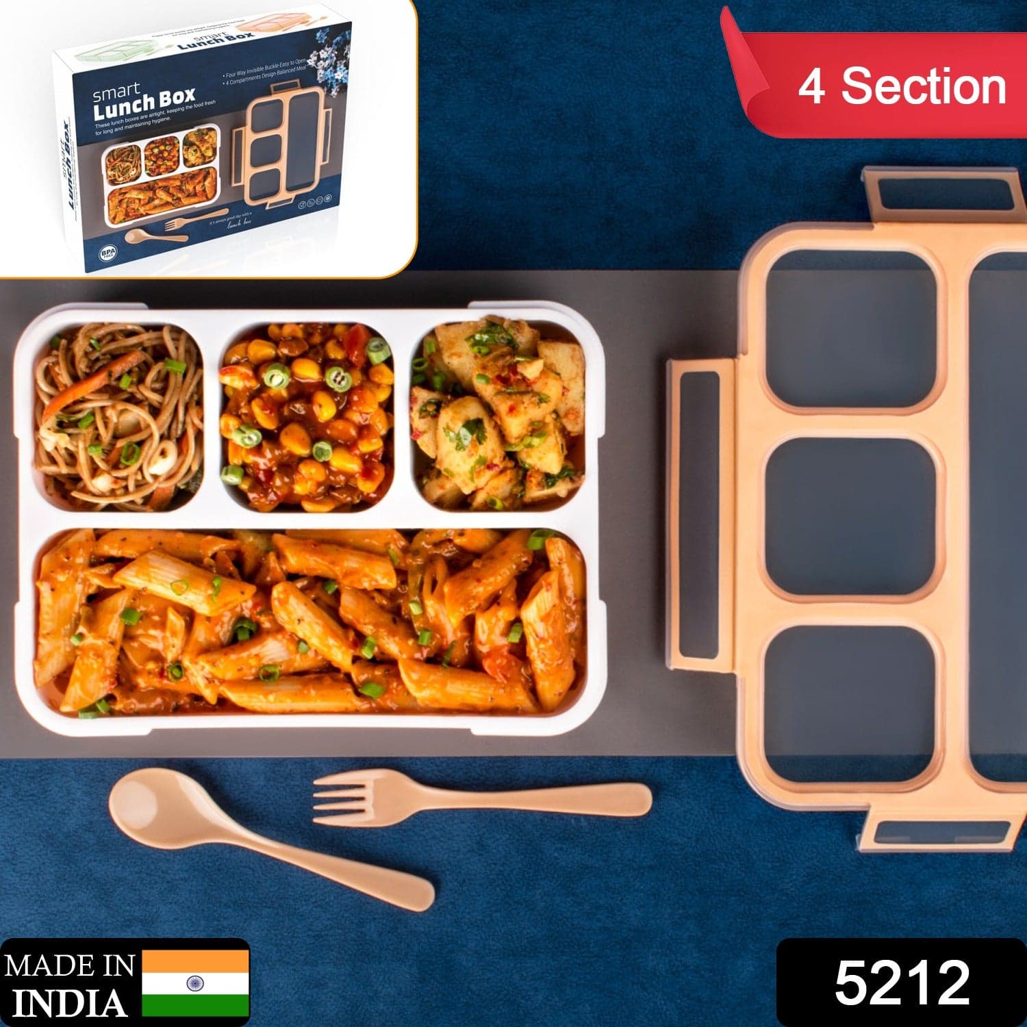 Leak-Proof Lunch Box with 4 Compartments for School & Office Use thumbnail 2